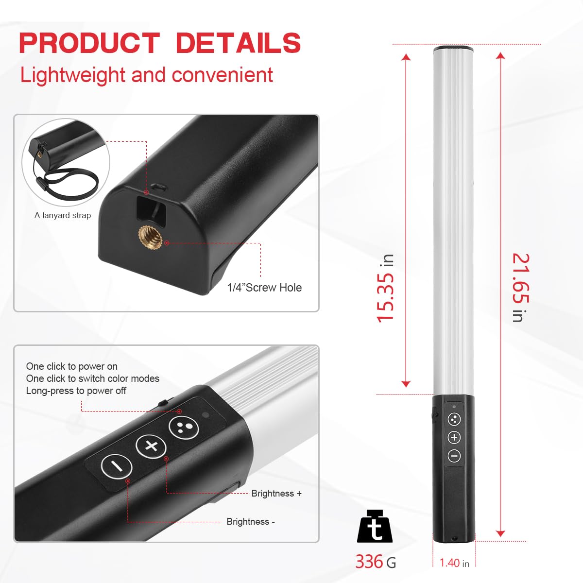 Hagibis RGB Photography Light Wand, Handheld LED Video Light 9 Colors, with Built-in Rechargable Battery and Remote Control, 1000 Lumens Adjustable 3200K-5600K