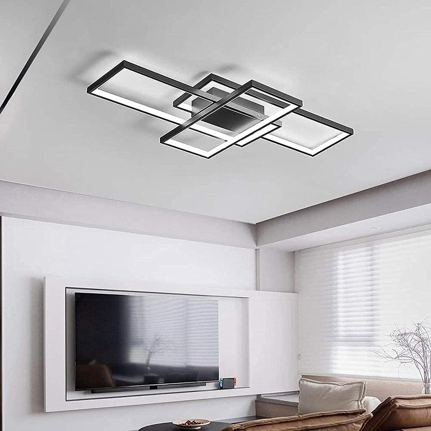 ASDMD Modern LED Ceiling Light 31.5" Dimmable Black Ceiling Light Fixture with Remote Control Square 54W 3000K-6500K Ceiling Lamp for Kitchen, Living Room, Bedroom
