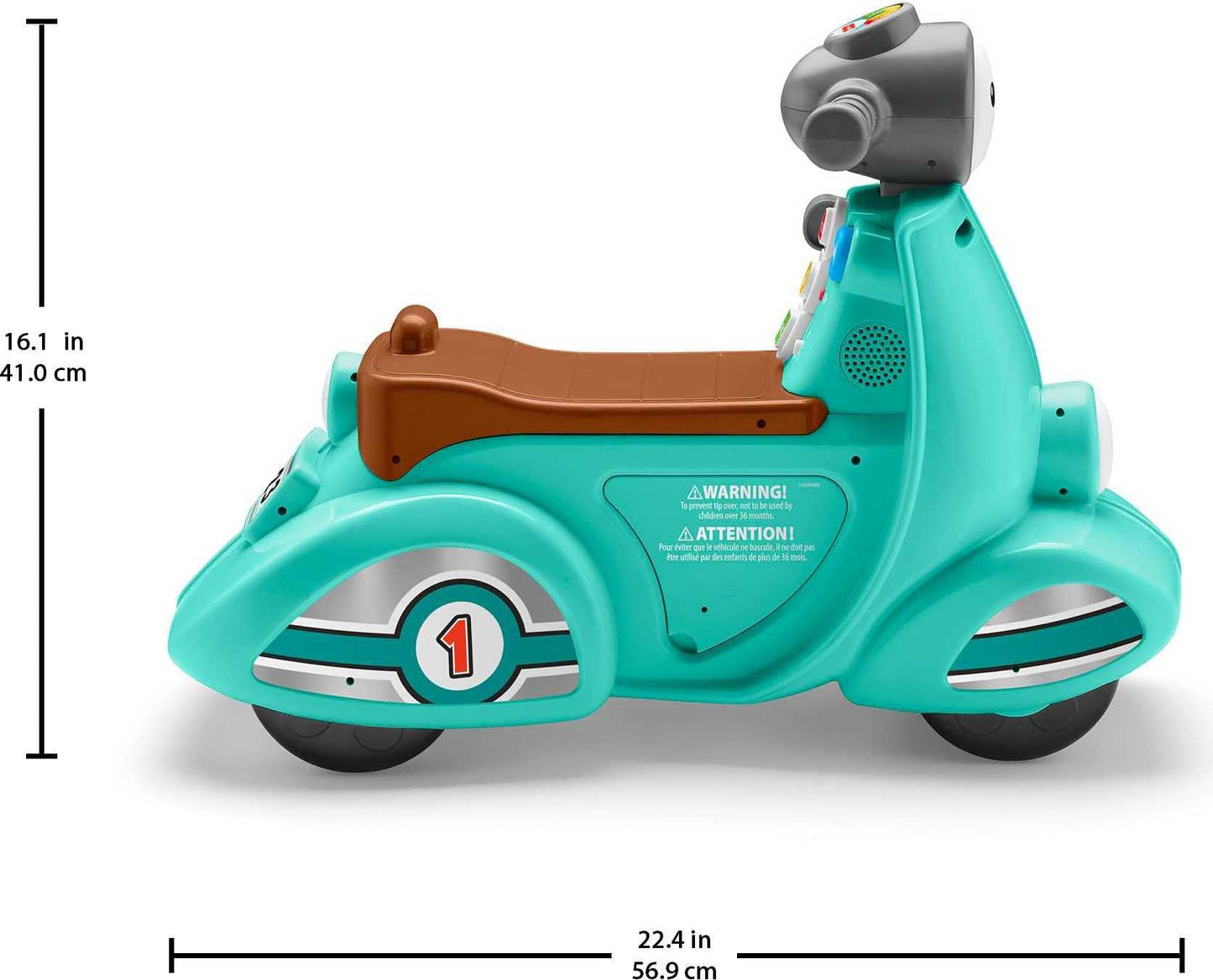 Fisher-Price Laugh & Learn Toddler Ride-On Toy, Smart Stages Cruise Along Scooter with Lights Music and Learning for Ages 1 Year and Up