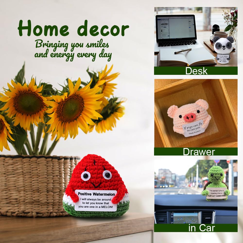 Hnqiqs 25PCS Crochet Animals Birthday Gifts for Women Men, Positive Crochet Animals Bulk Anniversary Christmas Encouragement Gifts for Friends Coworker Her Him, Fall Decor Couples Romantic Present