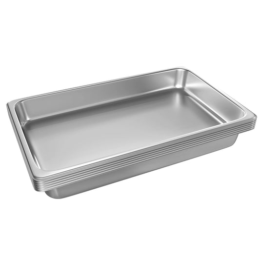 EGGKITPO Full Size Steam Table Pans 6-Pack 2.5 Inch Restaurant Stainless Steel Pan Commercial Catering Food Pan for Commercial Kitchen Supplies