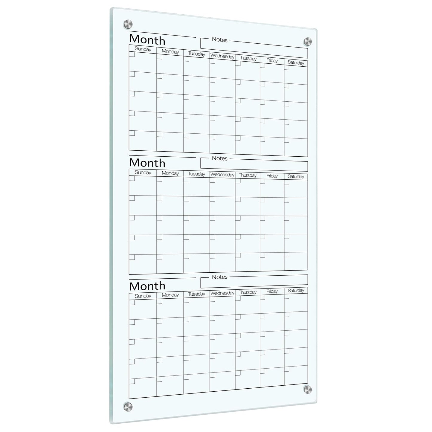 Kritkin Glass Whiteboard Calendar 36 x 18 3 Month Dry Erase Calendar White Board Planner Glass Large Wall Mounted with Marker Tray for Wall Home Office