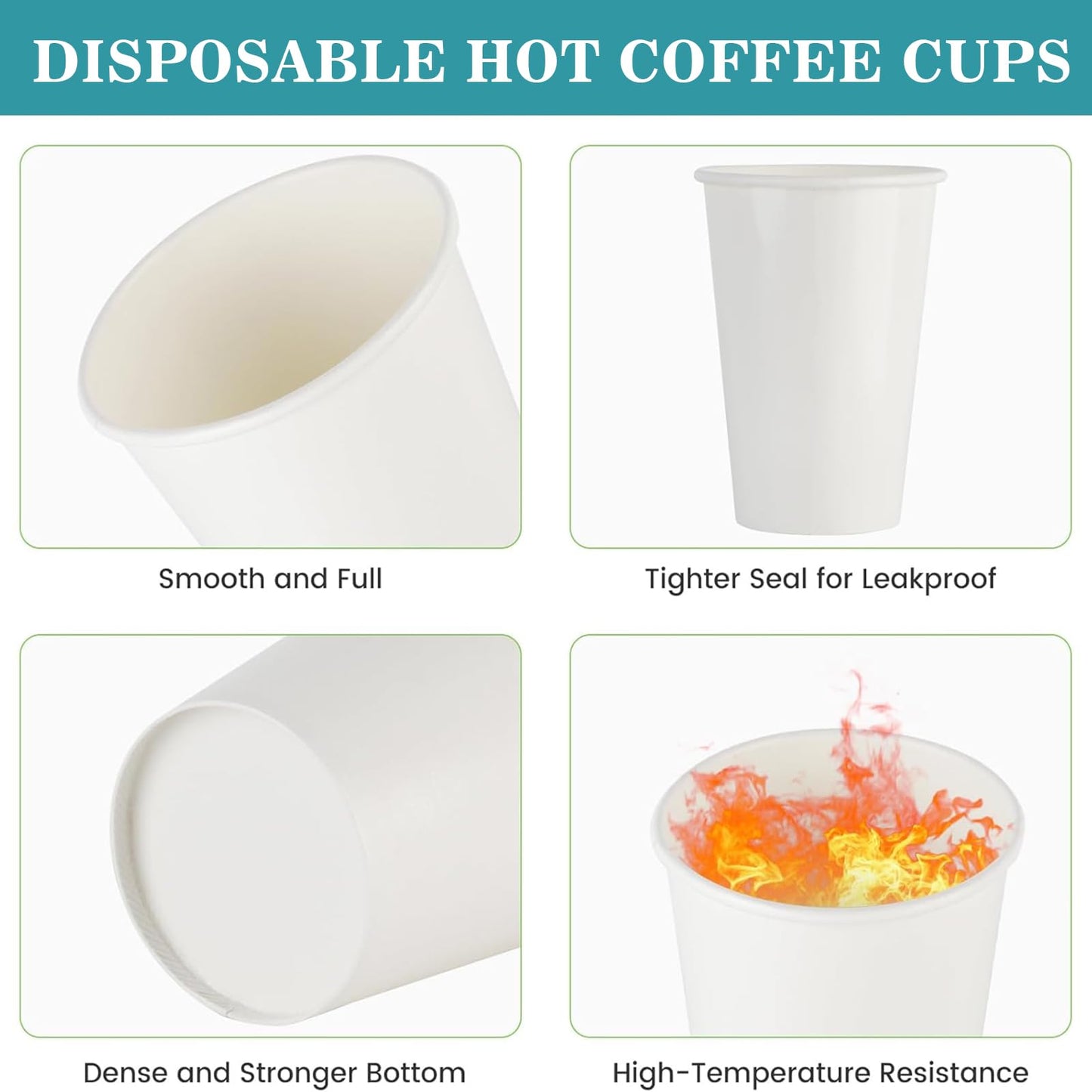 vivigu Coffee Cups - 1000 Pack Paper Cups 10 oz, Disposable Paper Coffee Cup for Hot and Cold Drink, White Paper Coffe Cup, Hot Cups Bulk for Office, Party, Home, Travel, Cafes, Bathroom