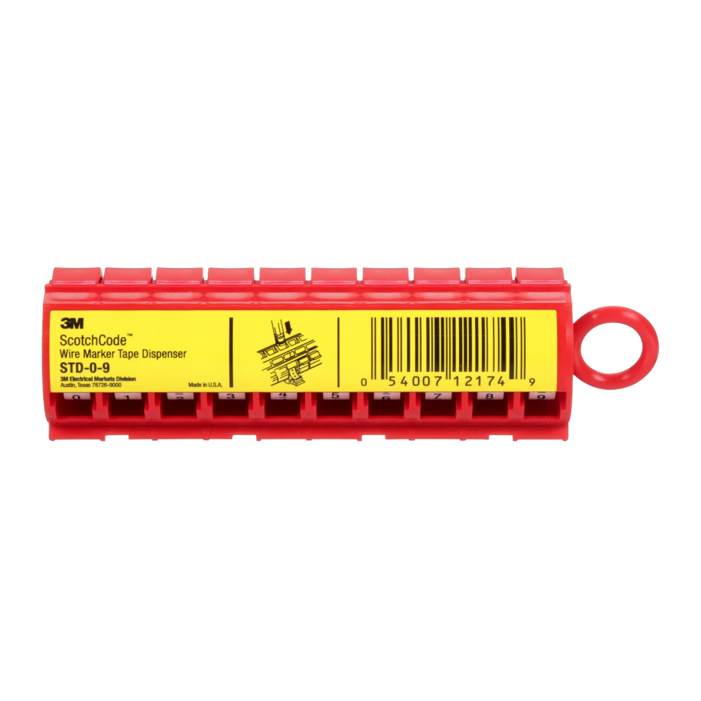 3M ScotchCode Wire Marker Tape Dispenser w/ Tape STD-0-9, Includes 1 each of 0-9 numbered rolls