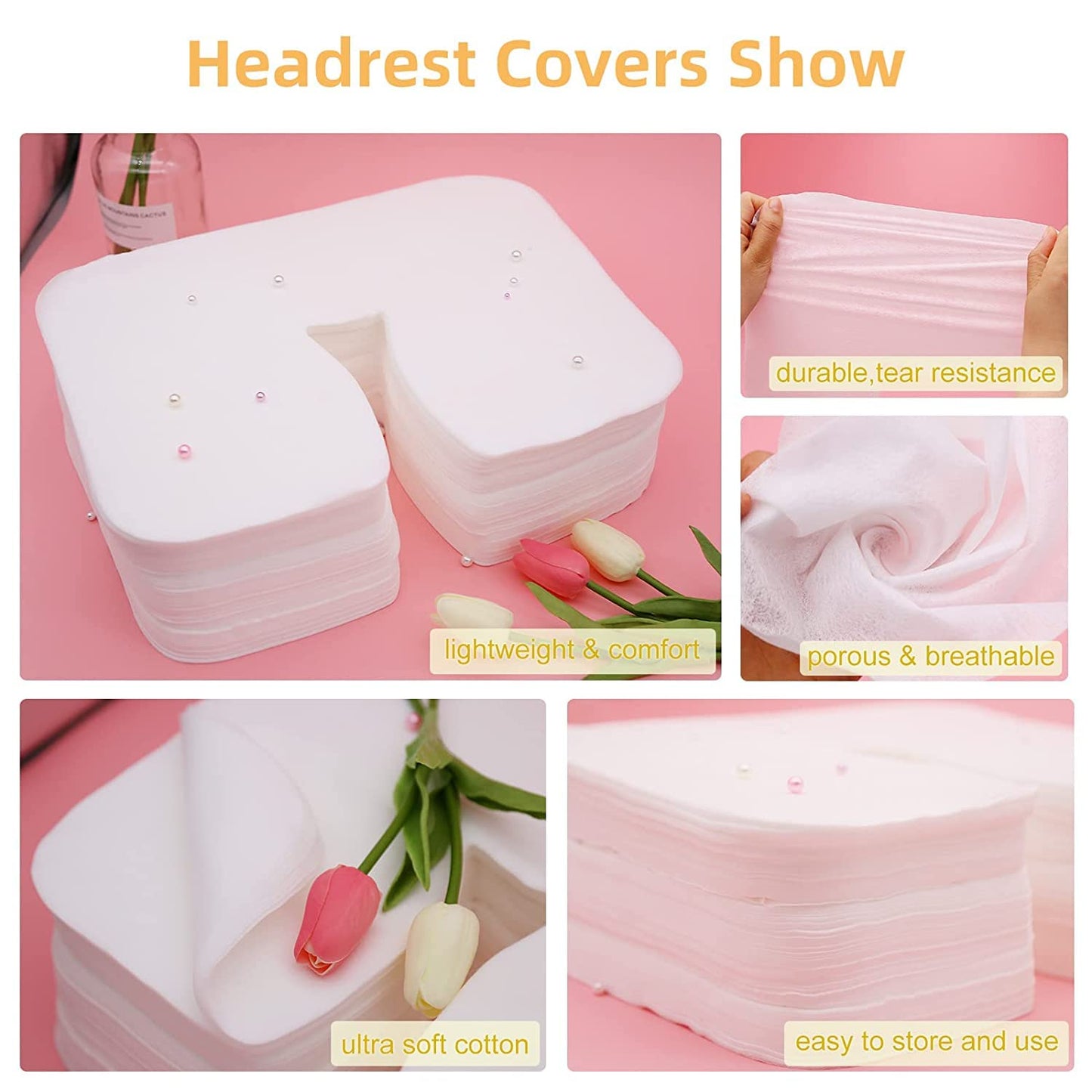 Rngwaper 500 count Disposable Face Cradle Covers Non-Sticking Disposable Massage Headrest Covers Ultra Soft Medical-Grade SPA Face Rest Covers Headrest Covers for Massage Table Chairs 14.2" x 10.6" (500Pcs)