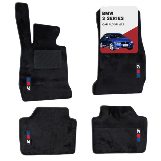 Custom 3D Car Mats for BMW 3 Series 2013-2019 (320i, 328i, 330i, 335i, 340i, M3) All-Weather Luminous Wool Carpet Car Mats - Custom Fit, Anti-Slip, Full Coverage with Logo