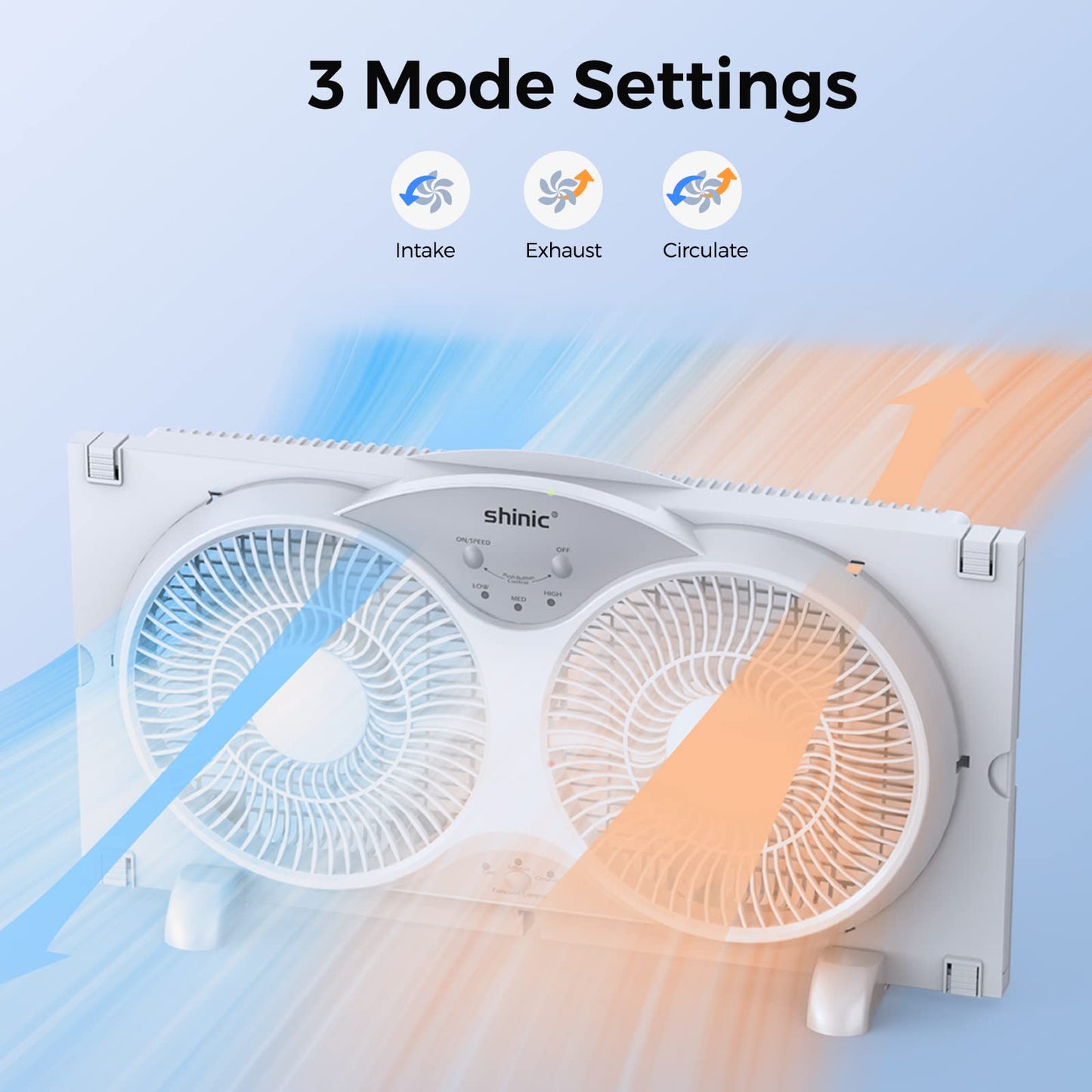 shinic 2026 9 Inch Twin Window Fan – Quiet, Reversible Airflow, with Removable Cover and Bug Screen, 3 Speeds, Adjustable Width 23.5"-37", ETL Certified for Bathroom/Kitchen, ETL Certified