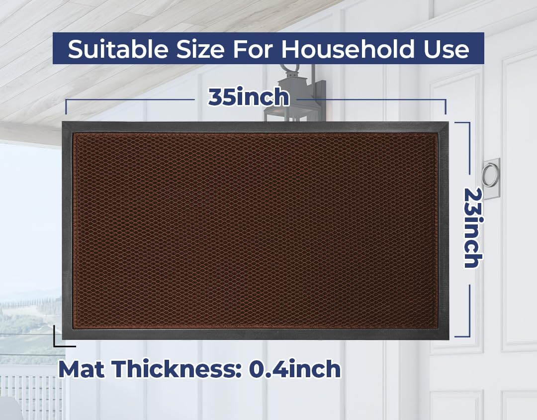 Muddy Mat® Meshy Mat™ Door Mat Heavy-Duty Quick-Dry Floor Mat, Sand & Dirt Trapper for Indoor & Outdoor, Ideal for Entrance, Mudrooms,Patios & Garages,Low-Profile,Non-Slip,Washable– Brown 23"x35"x0.4"