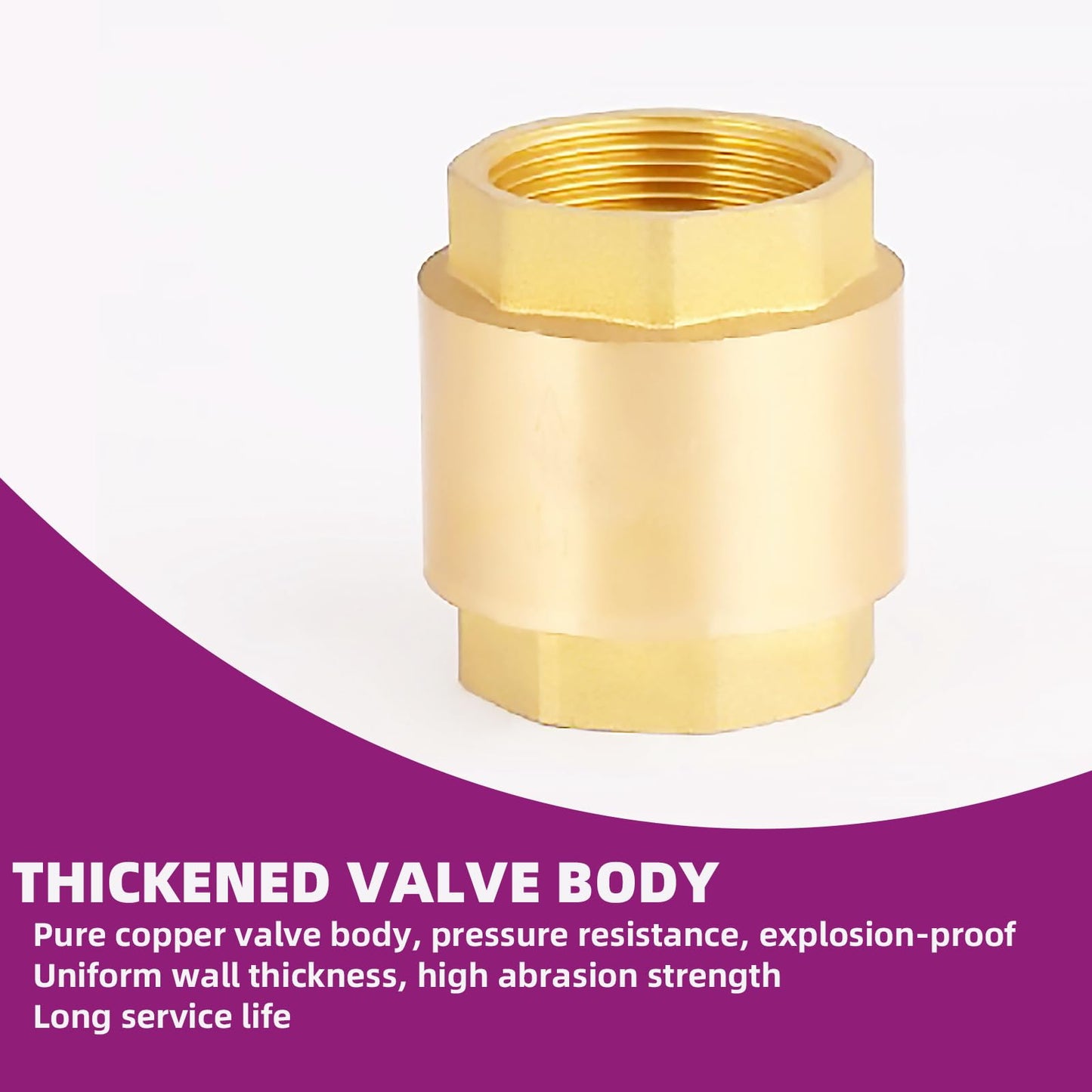 MYWERO 3" One Check Valve, Female Threaded Vertical Check Valve Brass Check Valve for Water Backflow Prevention for oil, Gas-Air Check Valve, Sewage Pump, etc DN80