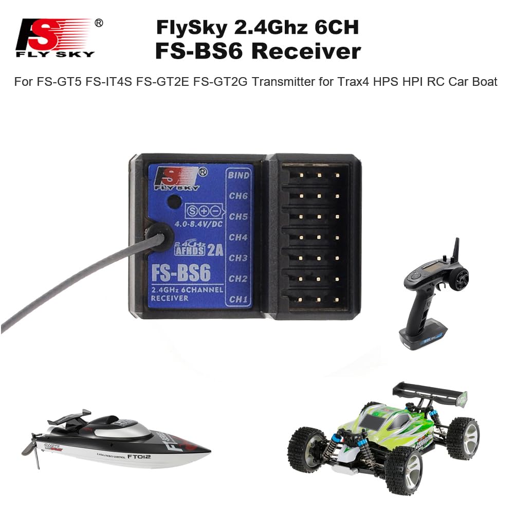 GoolRC Flysky FS-BS6 Receiver 2.4Ghz 6CH AFHDS2 Receiver Compatible with Flysky FS-GT5 FS-IT4S RC Transmitter for RC Car Boat (2PCS)