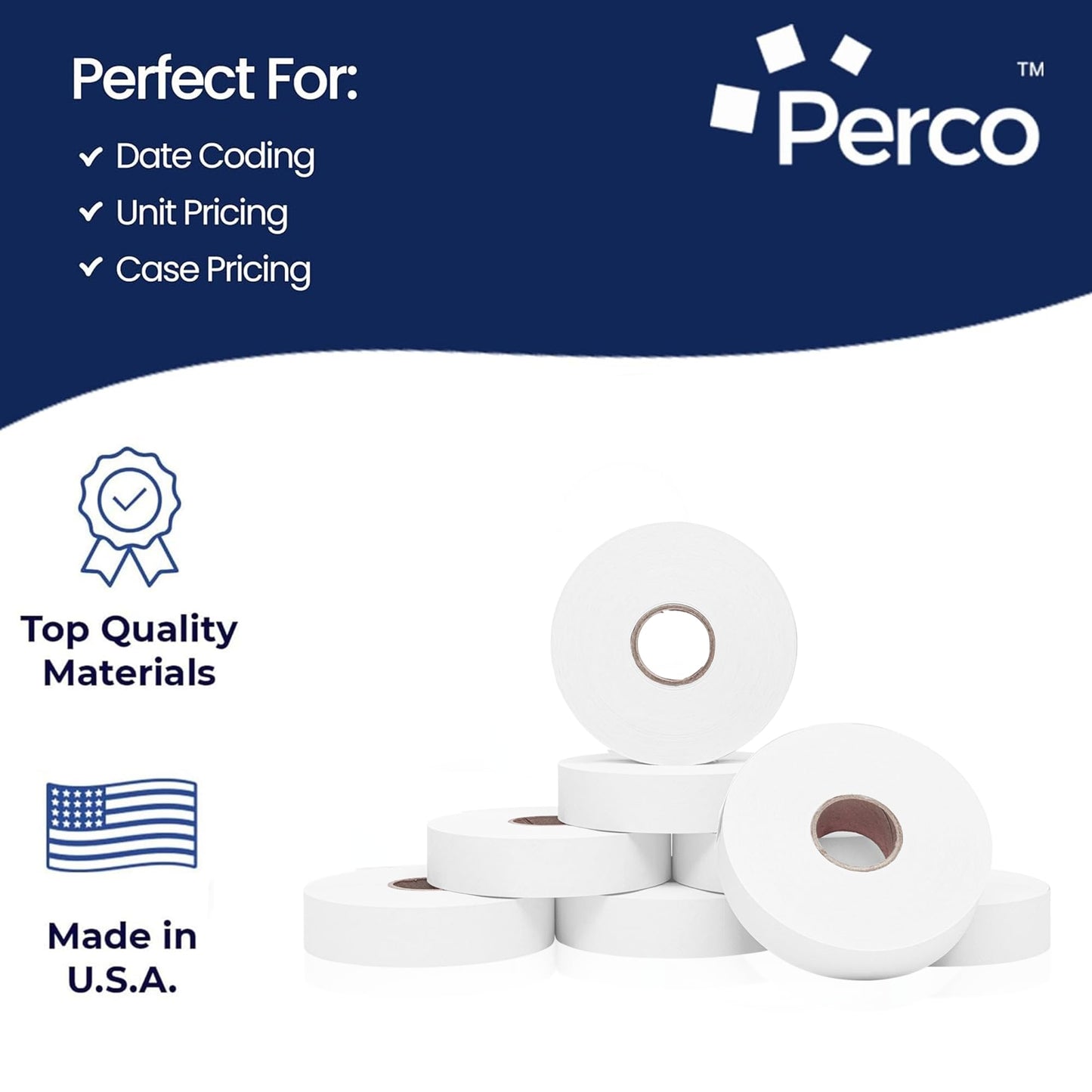 Perco White Pricing Labels for Monarch 1136 - 3 Sleeves, 24 Rolls Value Pack - 42,000 Labels with Ink Rolls Included