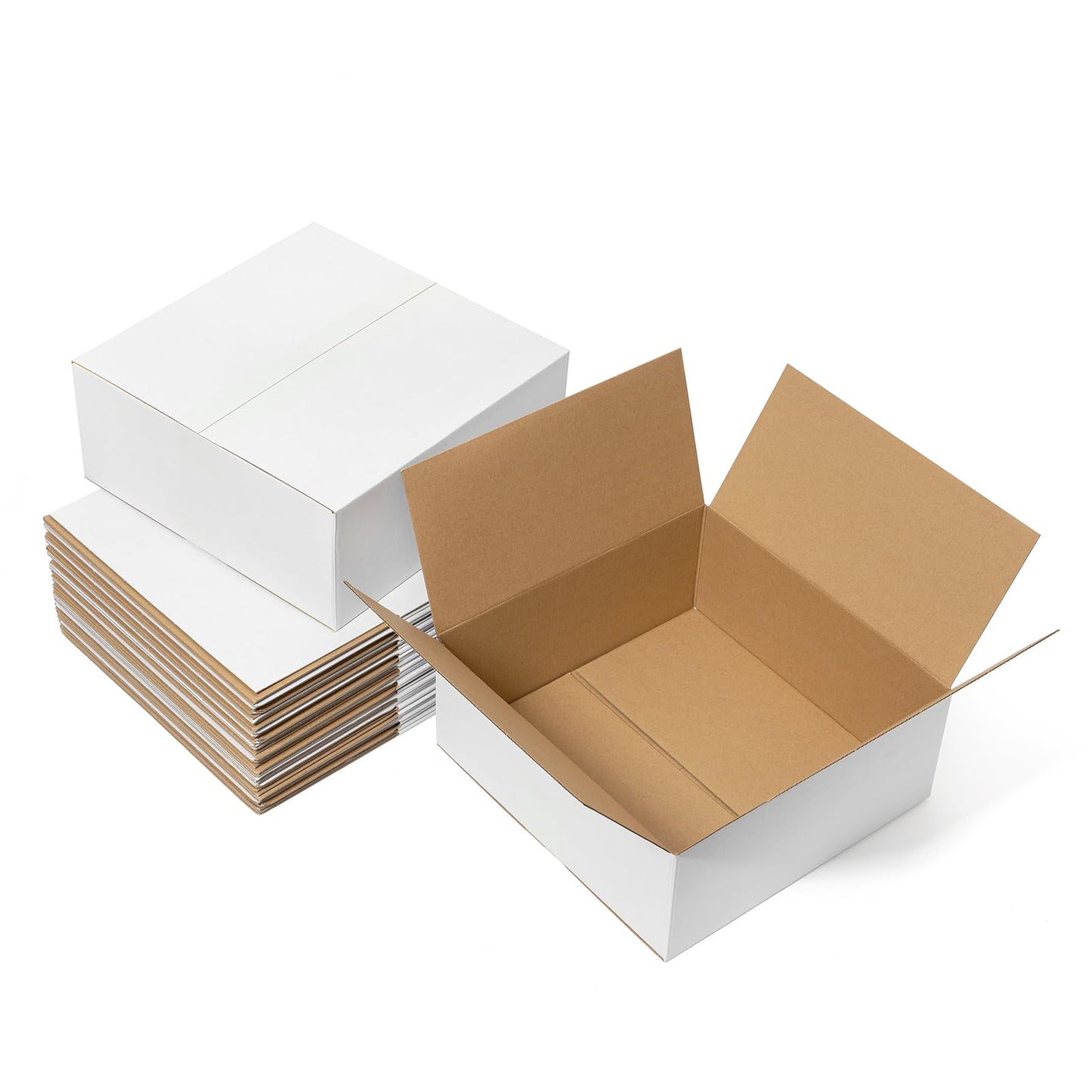 Mefleet 12x12x5" Shipping Boxes 25 Pack - Corrugated Cardboard Square Mailing Box Packaging for Small Business - White Mailer Packing Supplies