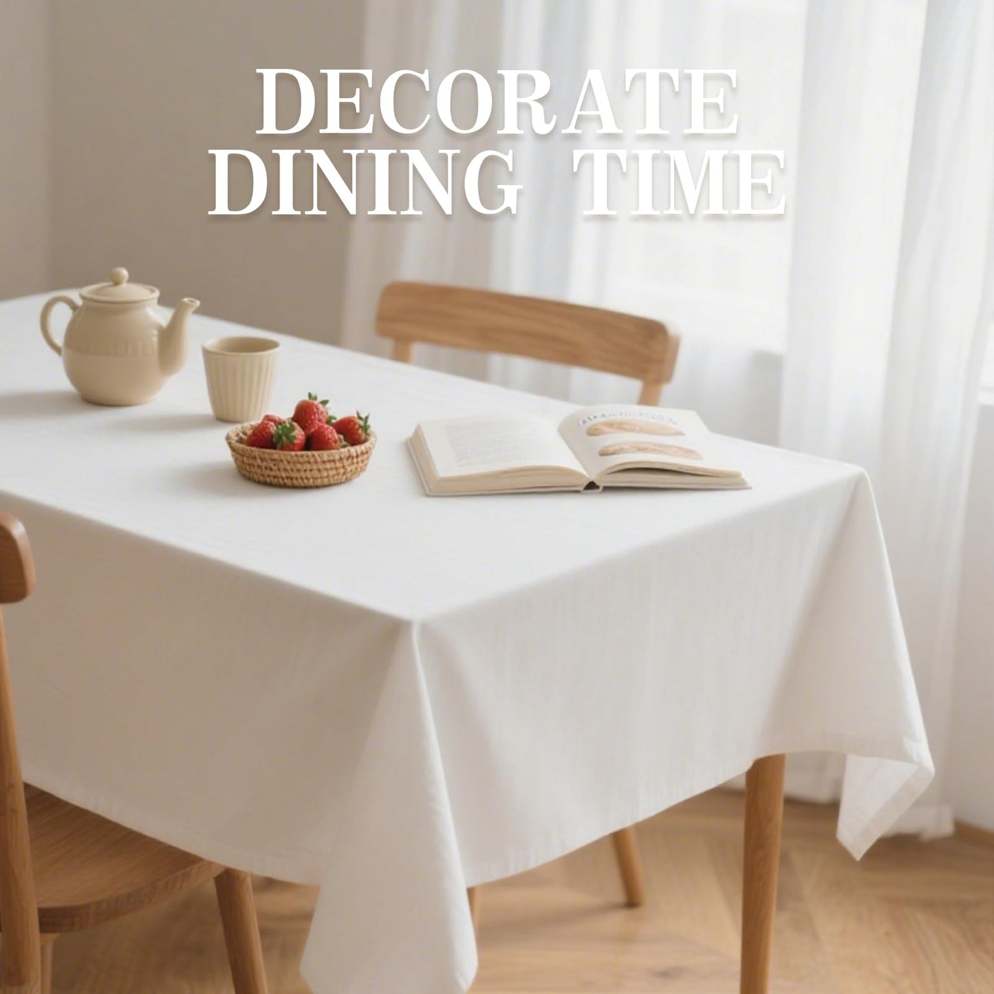 DRESSMAKER 10 Pack White Table Cloth Rectangle 60x102 Inches Polyester Tablecloth for 6ft Tables Washable Fabric Bulk Table Cloths for Party,Wedding Banquet