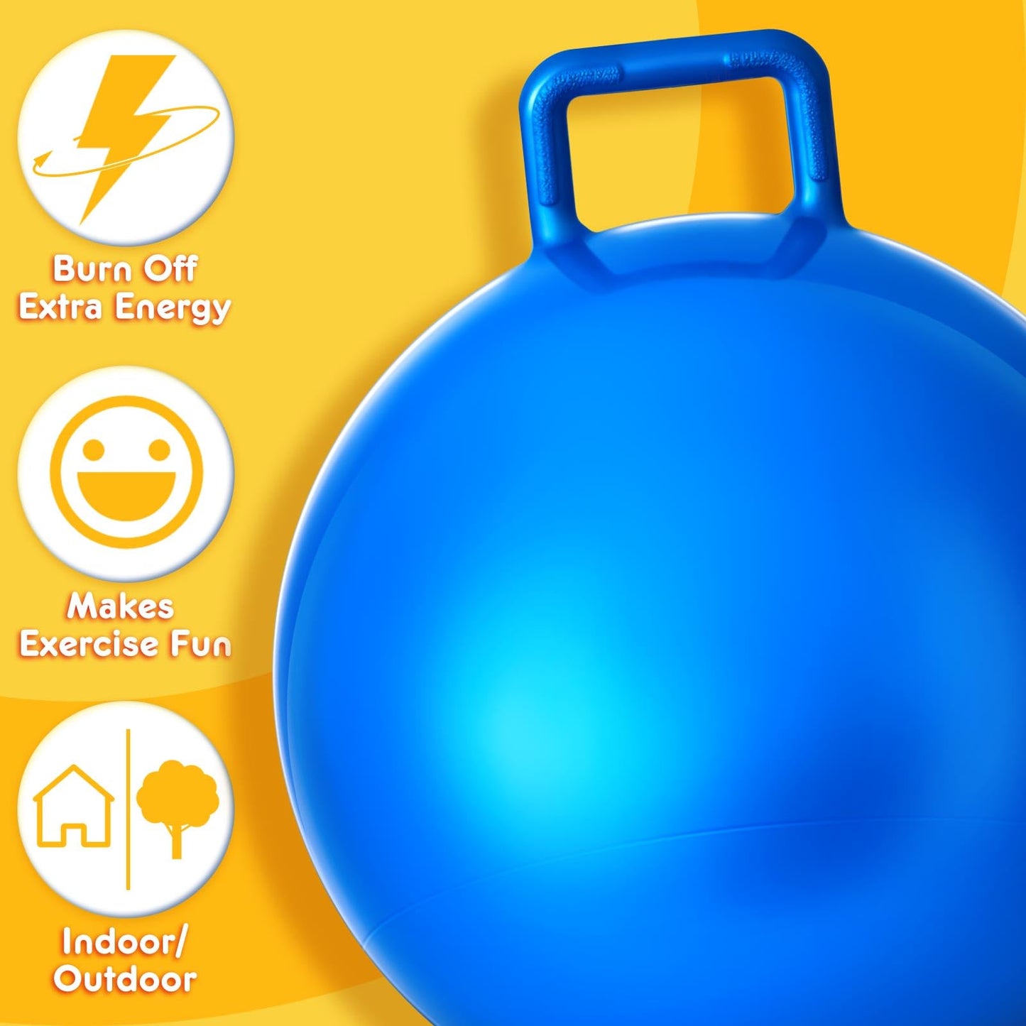 Lewtemi 5 Pcs Hopper Ball Outdoor Games Jumping Hopping Inflatable Bouncing Ball with Handle and Air Pump for Kids Adults Sport Field Playground Exercise Obstacle Course(31 Inch)