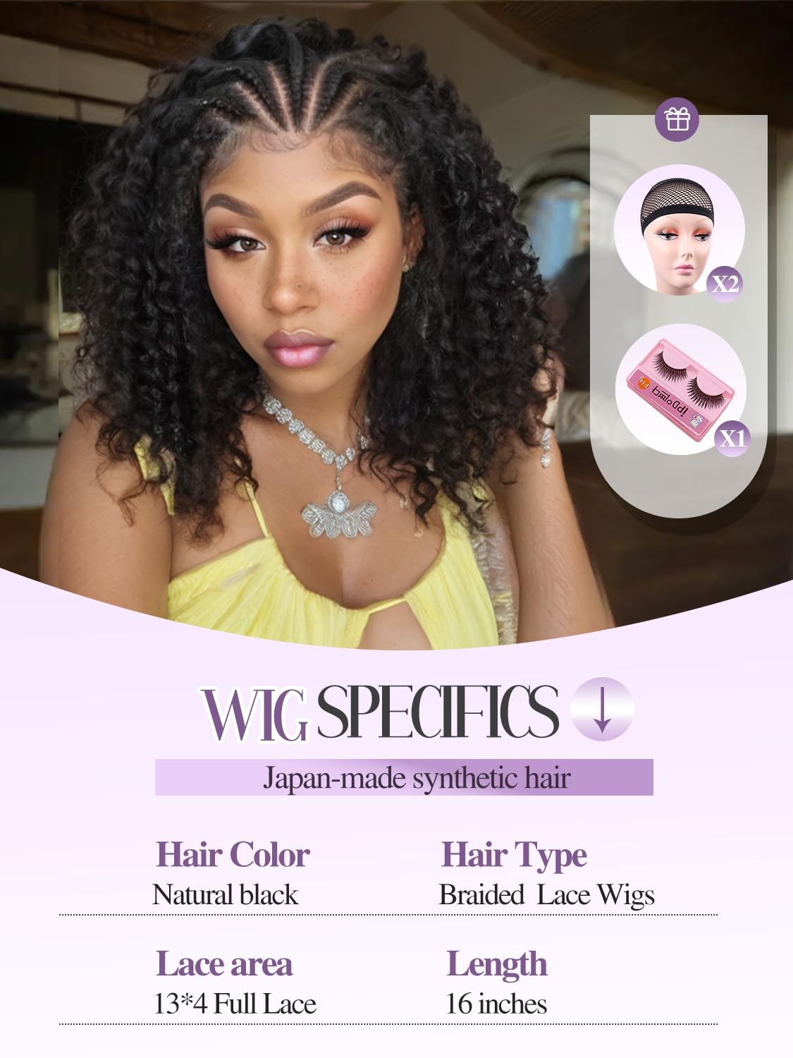 Quantum Love Braided Wigs for Black Women Braids Cornrows Lace Curly Wigs 16 Inch Lace Frontal Braided Fully Curly Bob Synthetic Glueless Wigs