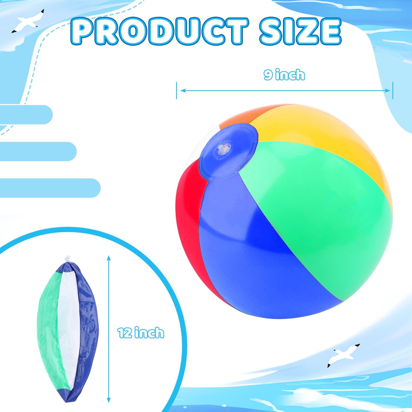Coopay 72 Pack Inflatable Beach Balls Classic Rainbow Swimming Pool Ball Birthday Beach Party Decoration Summer Water Games Gifts 9 to 12 Inches from Inflated to Deflated