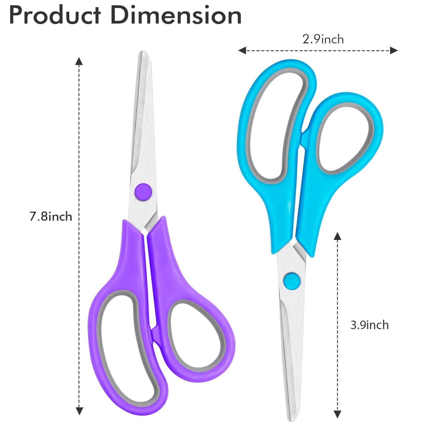 48 Packs Scissors Bulk, 8 Inch Scissors All Purpose Sharp Sewing Fabric Shears for Office Home School Supplies, Middle/High School Student Teacher Classroom Craft Scissor, Comfort Right/Left Handles