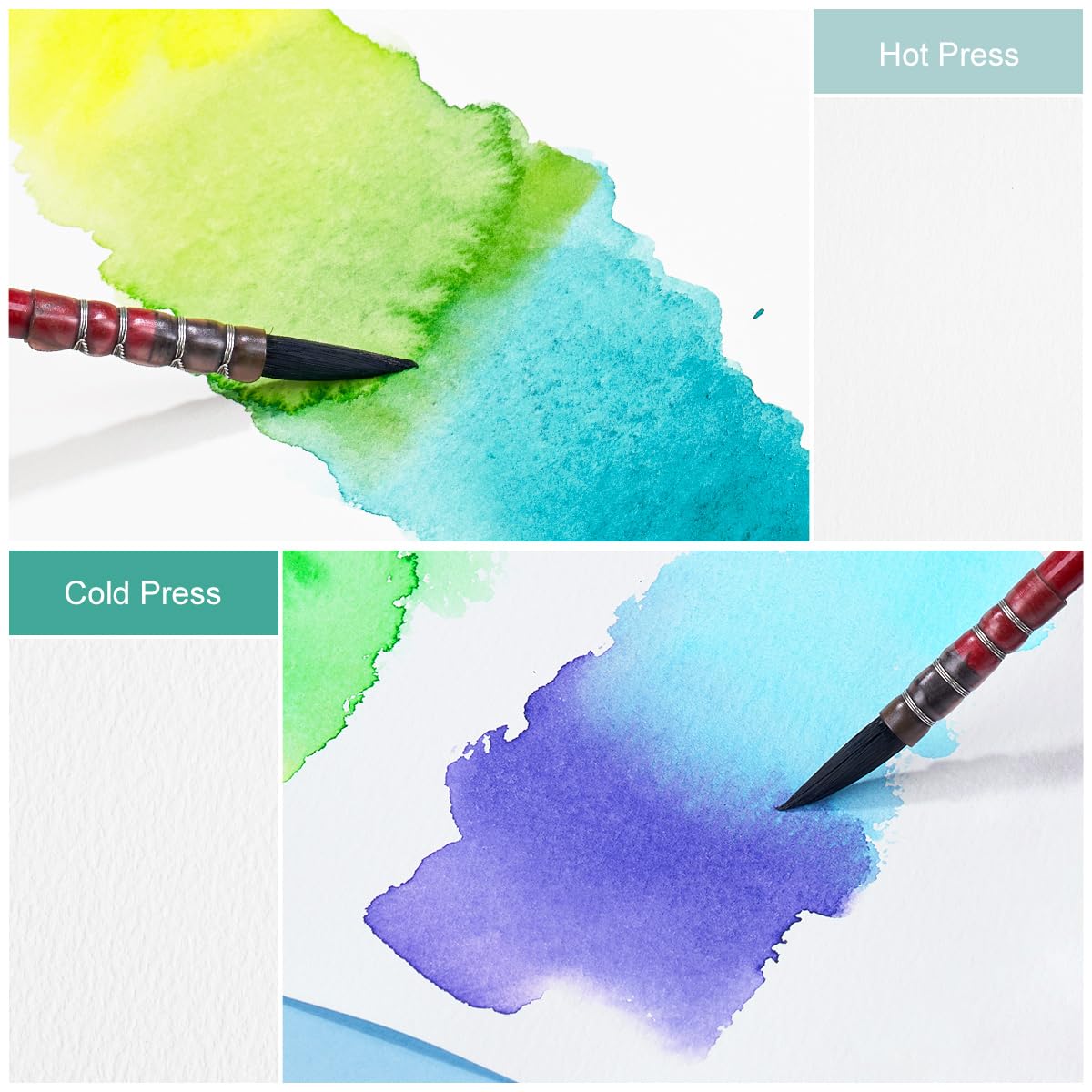 Lightwish Square Watercolor Journal,2 Pack Total 48 Sheets 100% Cotton,300gsm/140lb,Acid-Free,Hot Press Watecolor Sketchbook for Artists Adults Students,4.7 * 4.7 Inches(Light Green)