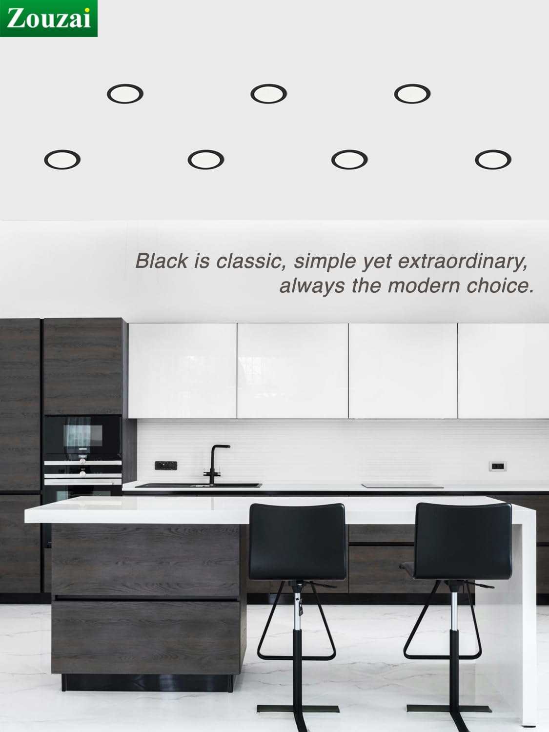 zouzai 6 Pack 6 Inch Black 5CCT Ultra-Thin LED Recessed Ceiling Light with Junction Box 2700K/3000K/3500K/4000K/5000K Selectable, 12W Dimmable, led can Lights ETL and Energy Star Certified