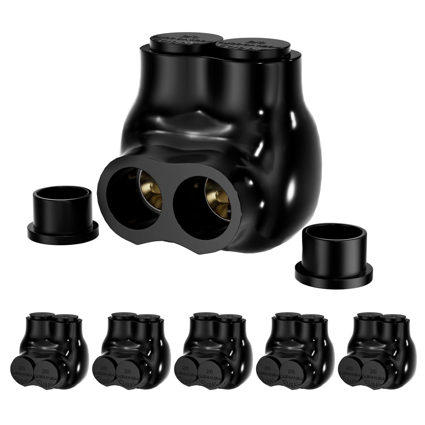 RVBOATPAT Insulated Connector 2 Port Multi Tap Connector 2/0-6 AWG Single-Sided Entry Aluminum to Copper Wire Connectors Slotted Allen Hex - 6 Pack