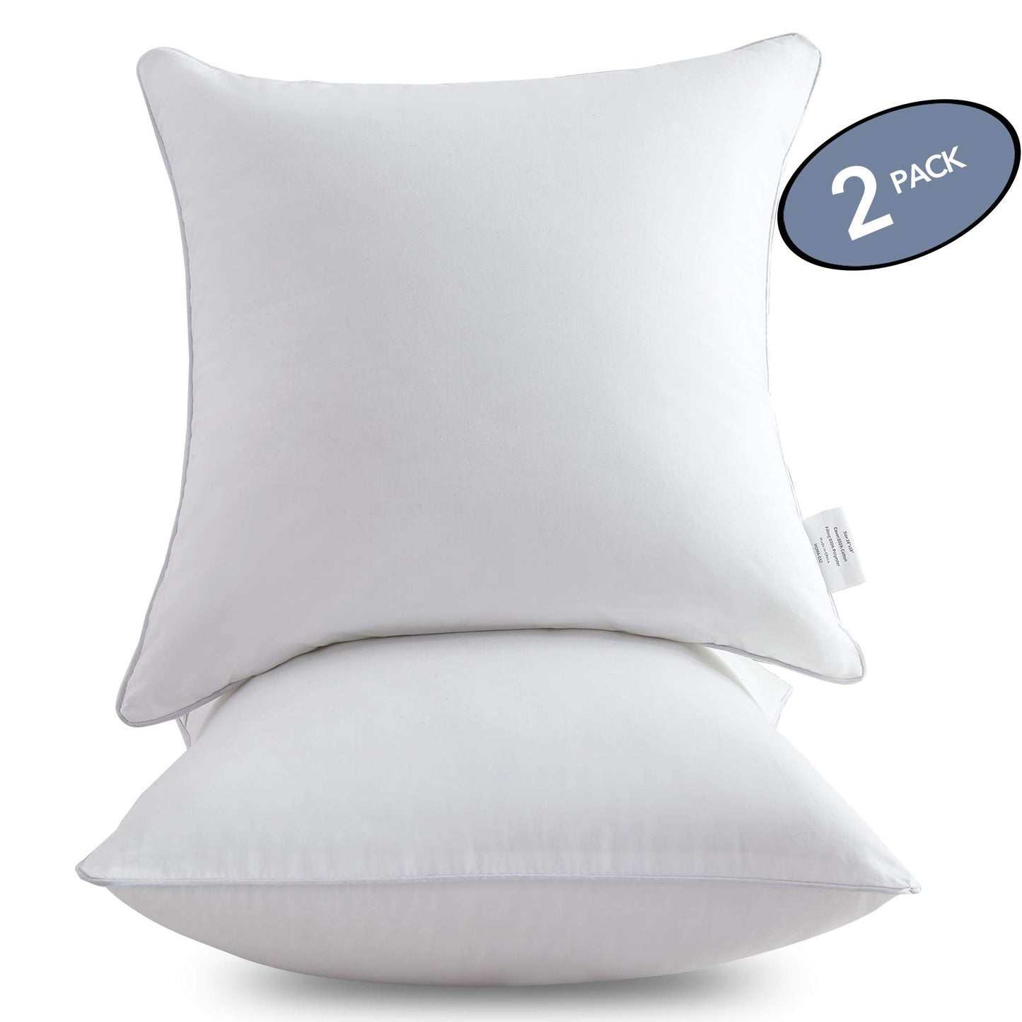Leeden 22 x 22 Pillow Inserts (Set of 2) - Throw Pillow Inserts with 100% Cotton Cover - 22 Inch Square Decorative Pillows for Sofa, Couch, Bed and Home Decor
