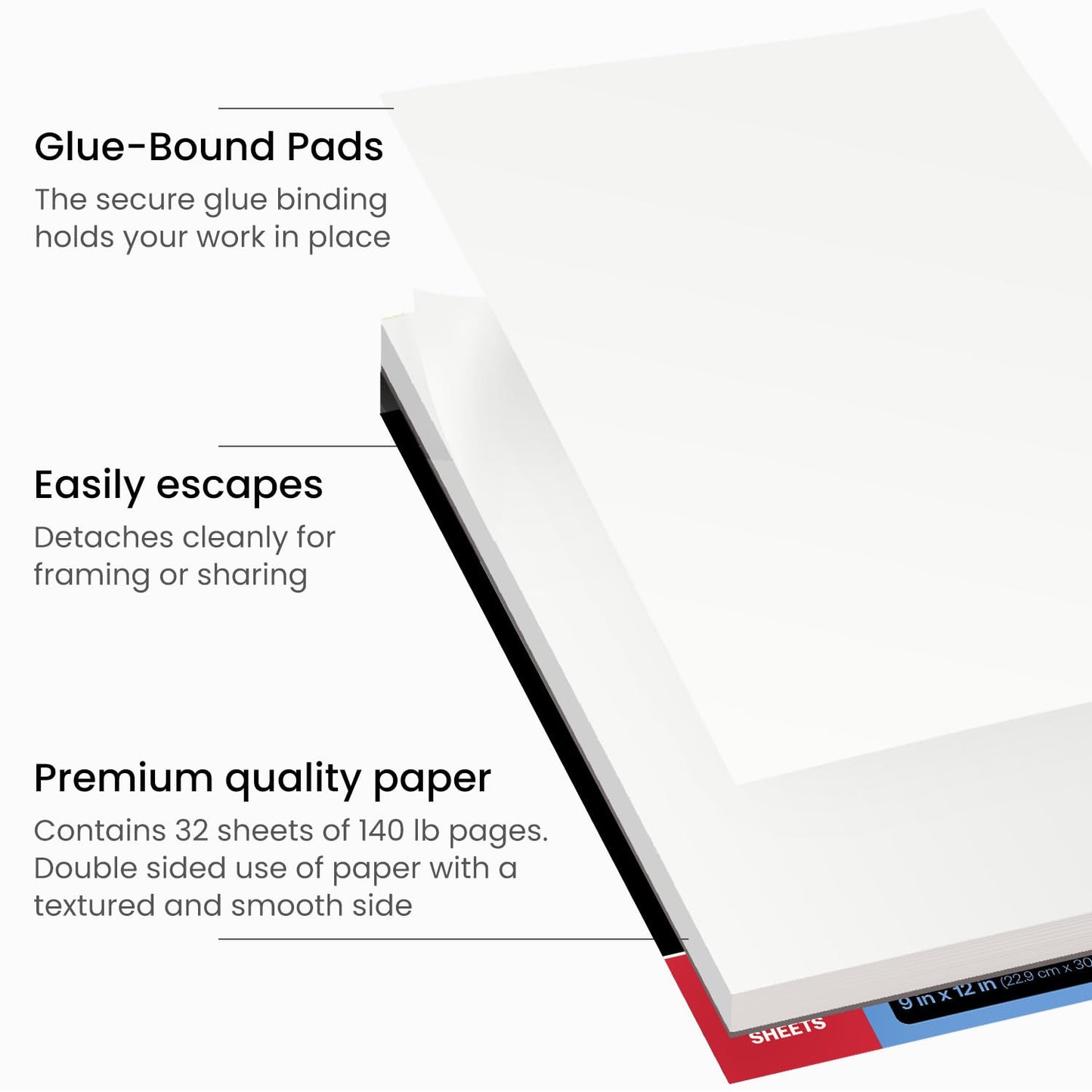 ARTEZA Watercolor Paper, Pack of 2, 32 Sheets Each, 9x12 Inches Watercolor Sketchbook, 140lb/300gsm, Cold Press, Acid Free Art Paper