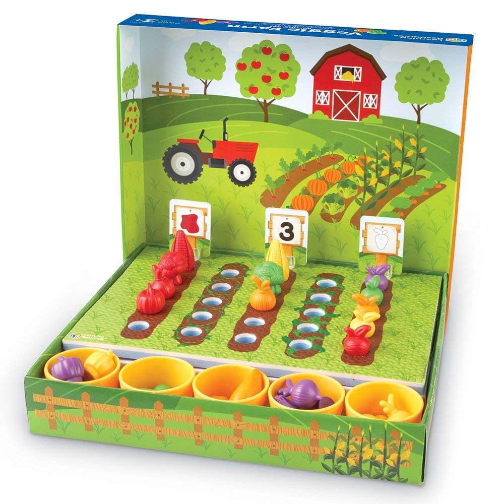 Learning Resources Veggie Farm Sorting Set - 46 Pieces, Ages 3+ Toddler Learning Games, Educational Games for Kids