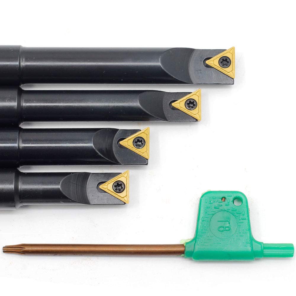 OSCARBIDE 1/2"Round Shank Boring Bar Set,90 Degree with Indexable Carbide Inserts TCMT21.51(TCMT110204),4 Pieces/Set