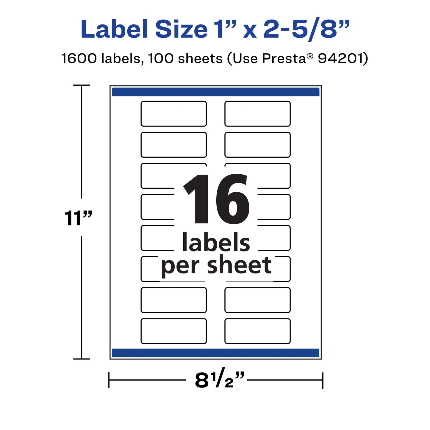 Avery Durable Waterproof Rectangle Labels with Sure Feed, 1" x 2-5/8", 1,600 Oil and Tear-Resistant Waterproof Labels, Print-to-The-Edge, Laser/Pigment-Based Inkjet Printable Labels