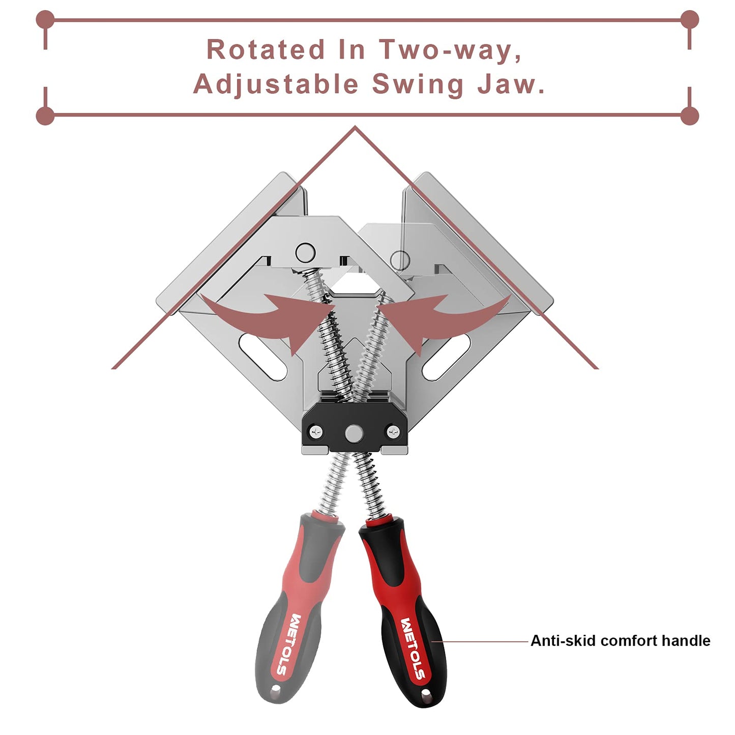 WETOLS Corner Clamp 2pcs 90 Degree Right Angle Clamp with Adjustable Aluminum Alloy Swing Jaw, Single Handle Clamps for Woodworking, Photo Framing, Gifts for Men Dad
