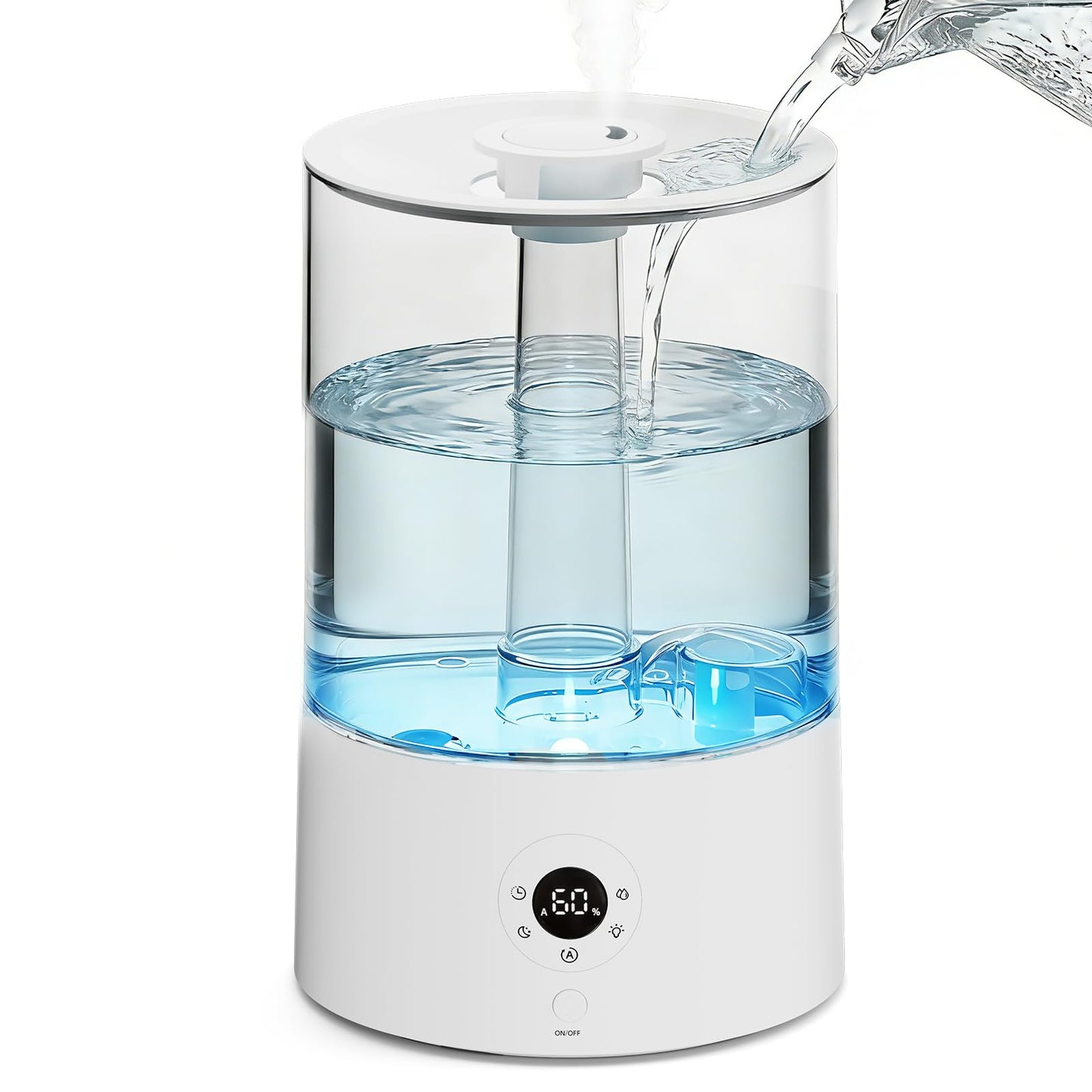 Electactic 4L Top Fill Humidifier for Bedroom, Auto Constant Humidity, Smart Control, Quiet Ultrasonic Cool Mist, 360° Nozzle, 3 Mist Levels, 7-Color Light for Home Office Baby Room
