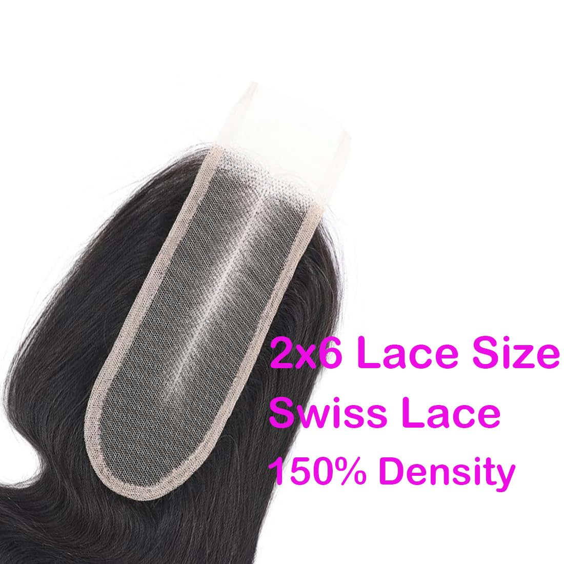 2x6 Human Hair HD Transparent Lace Closure Body Wave Skinlike 20inch 100% Virgin 2x6 Human Hair Middle Part Kim K Closure Brazilian 2x6 Body Wave HD Closure Natural Black glueless pre plucked bleached