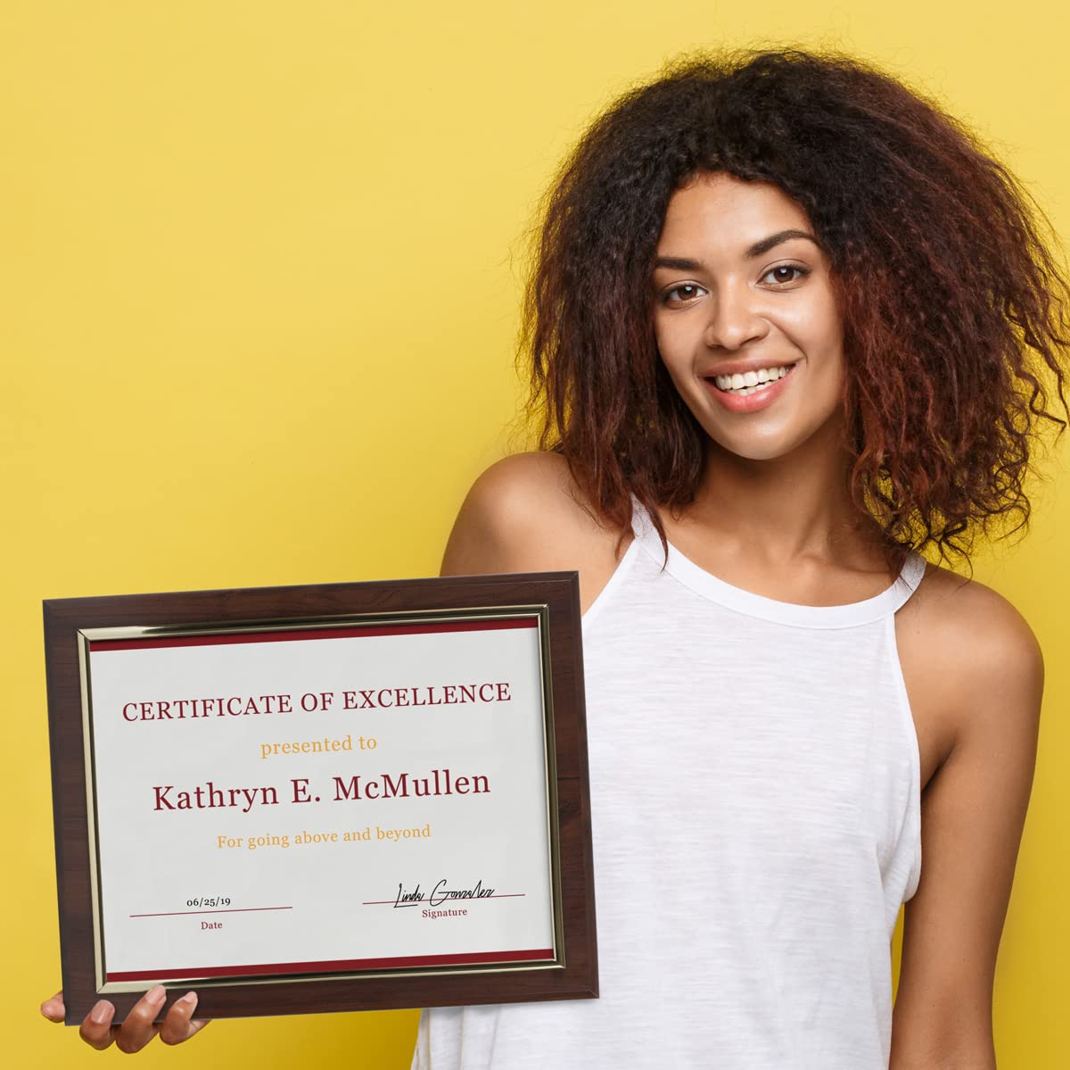 10.5 x 13" Certificate Display Plaque - Offered in Coated Cherry Wood with an 8.5 x 11" Gold Frame - Slide in your Diploma, Award Certificate, Award of Achievement, Class Photo, and More