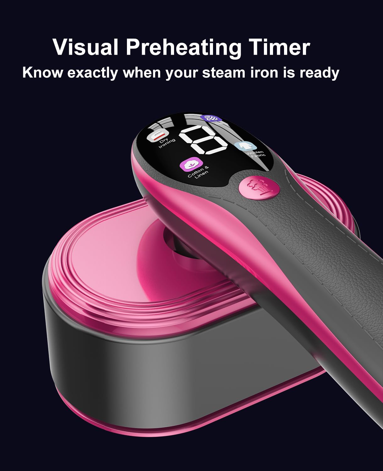 ADPTOYU 2-in-1 Steamer & Iron for Clothes, Portable Handheld Garment Steamer with LED Display, Large Ceramic Panel Travel Clothes Steamer Iron, 10s Fast Heat-Up All-Fabric Remove Wrinkle (Purple)
