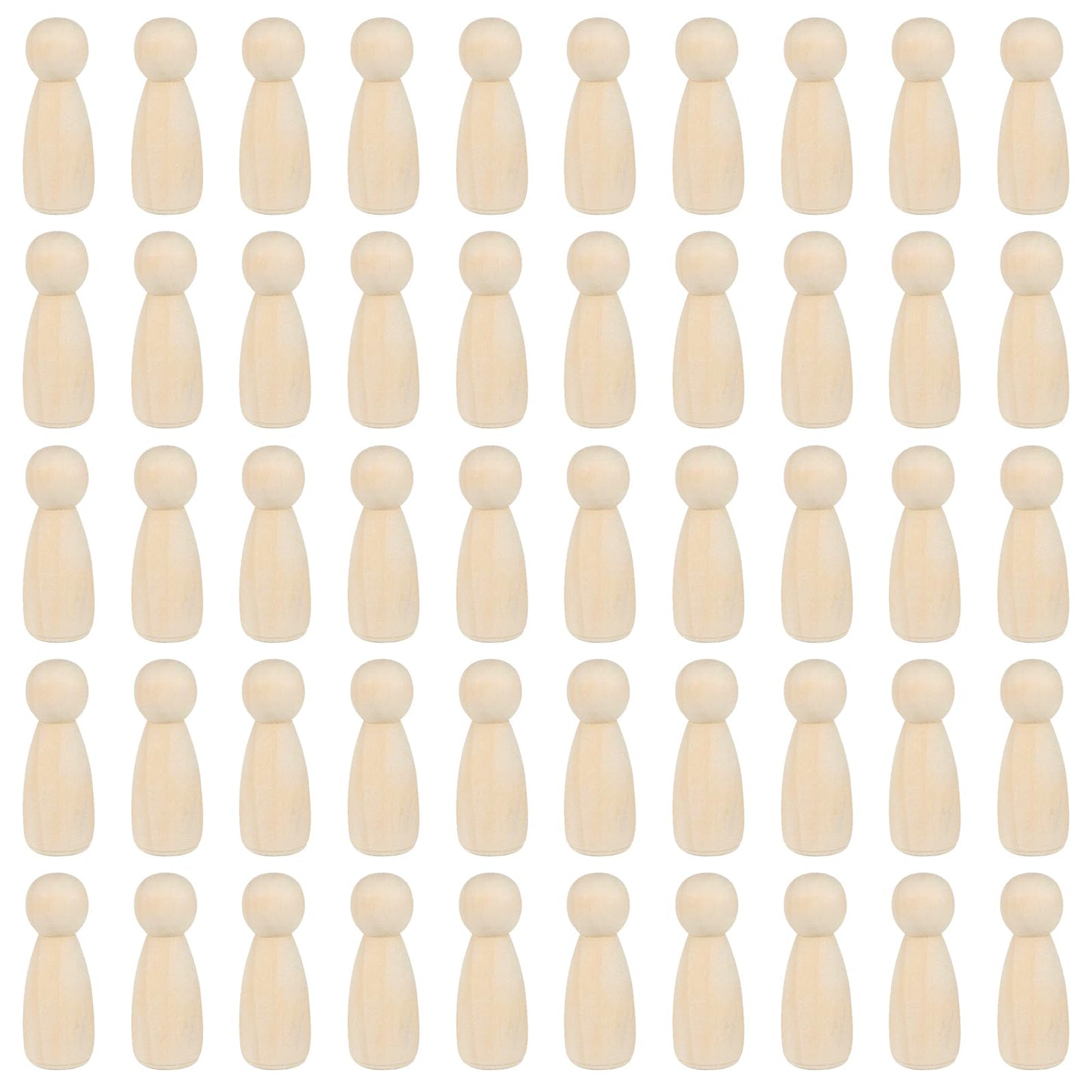 JAPCHET 50 Pack 3-1/2 Inch Unfinished Jumbo Wood Peg Dolls, Wooden Peg People Doll Bodies, Wooden Figures for Painting, DIY Art Craft Projects, Home Decor