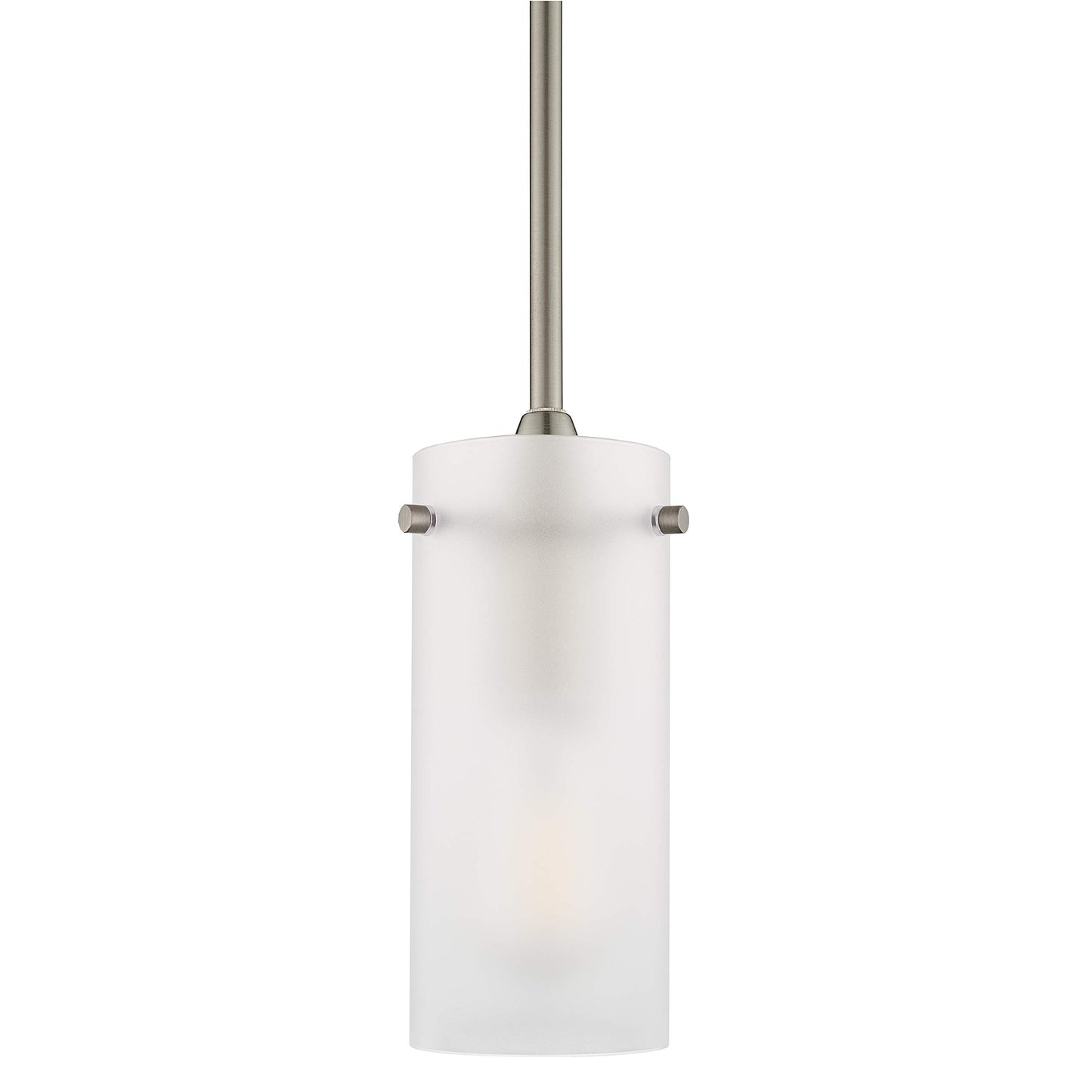 Linea di Liara Effimero Modern Brushed Nickel Pendant Light Fixtures Over Kitchen Island Sink Lighting Ceiling Hanging Farmhouse Mini Metal Industrial Pendant Lighting Small Frosted Glass Shade