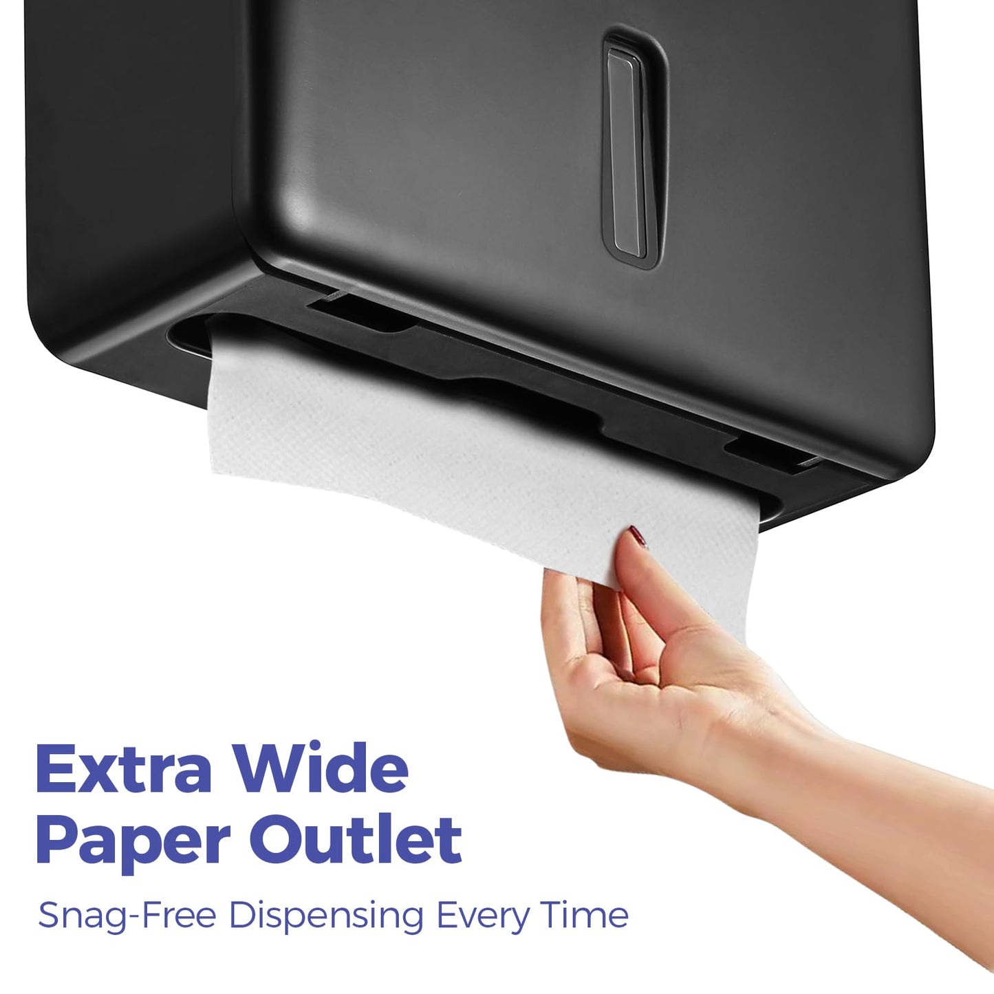 Stardrix 2-Pack Multifold Paper Towel Dispenser Wall Mount (Black) – Large Capacity C-Fold, Trifold, and Folded Commercial Hand Towel Holder for Bathroom & Restroom – Adhesive or Screw Mounted