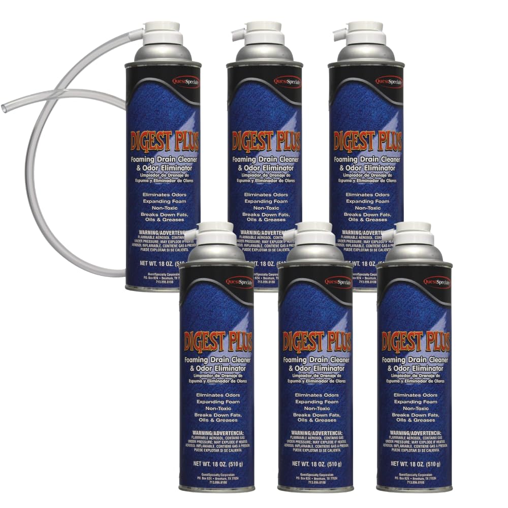 Quest Specialty DIGEST PLUS Foaming Drain Cleaner and Odor Eliminator, 6 count