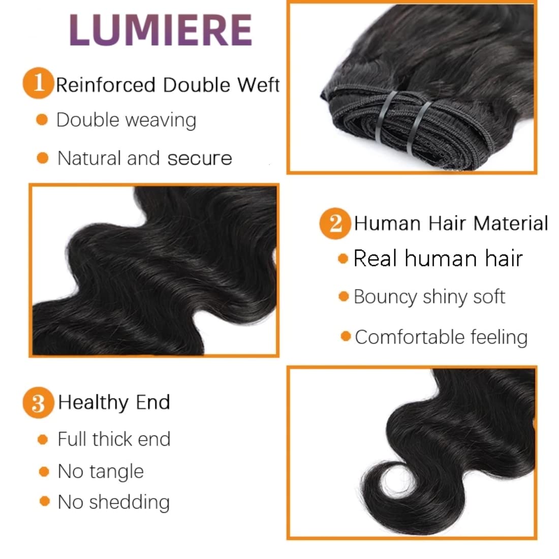 LUMIERE Body Wave Clip In Hair Extensions Real Human Hair Seamless Clip In Hair Extensions For Black Women 120g Grade 10A Brazilian Remy Hair 8Pcs With 20Clips Double Wefts Natural Black 24 Inch