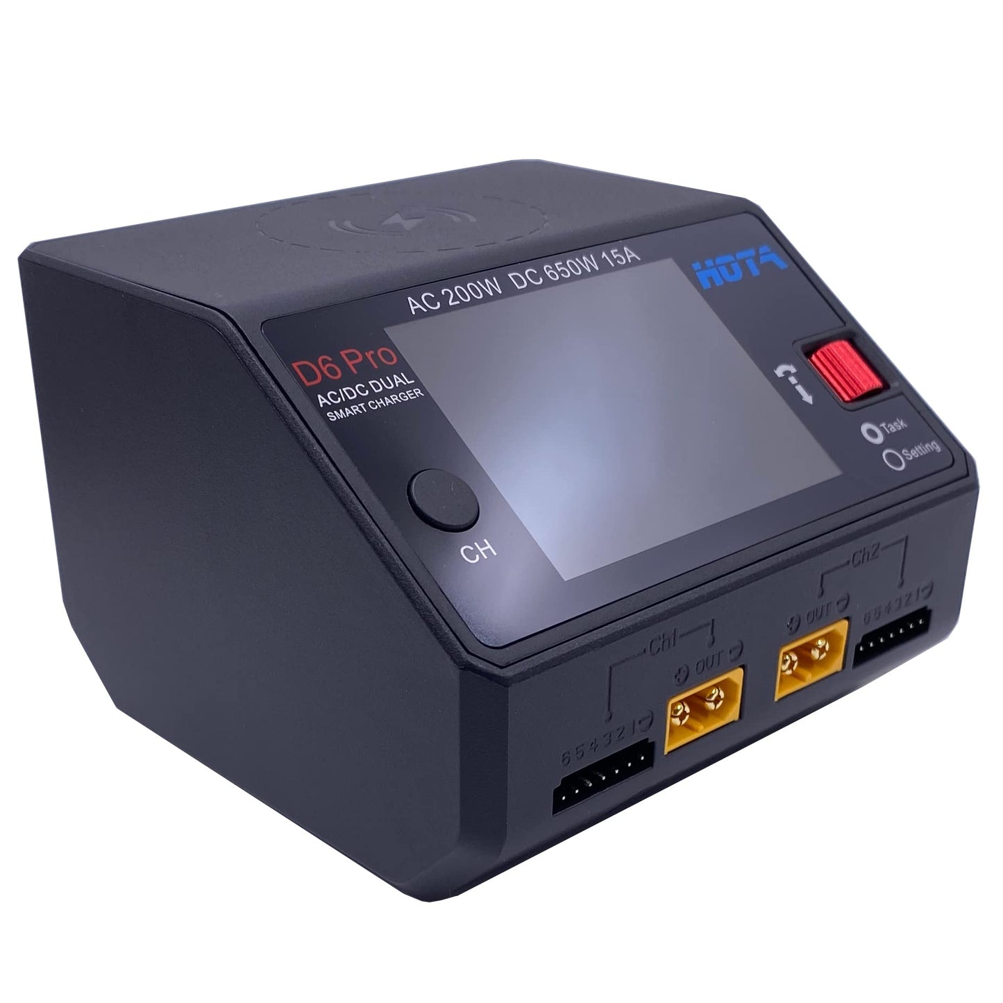 Alaohu HOTA D6 Pro Lipo Battery Charger AC/DC Dual Channel Smart Charger AC200W / DC650W (325W*2) 15A Balance Charger for RC Lipo LiHv Nicd NiMH Battery Charging RC Car RC Boat FPV Race Drone Parts