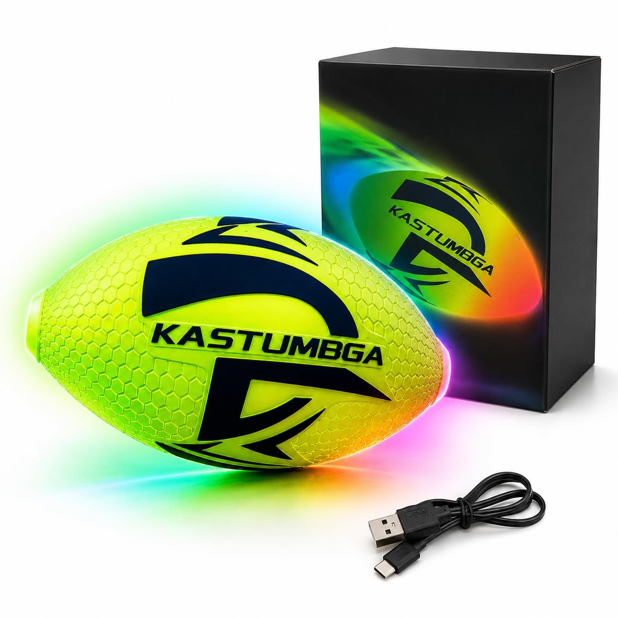 Rechargeable Light Up Football for Kids, Glow in The Dark Football with 7 RGB LED Modes, 8.3-Inch Soft Foam Youth Size for Backyard Night Play, Sports Gifts for Boys 8-12 and 10 Year Old Boys