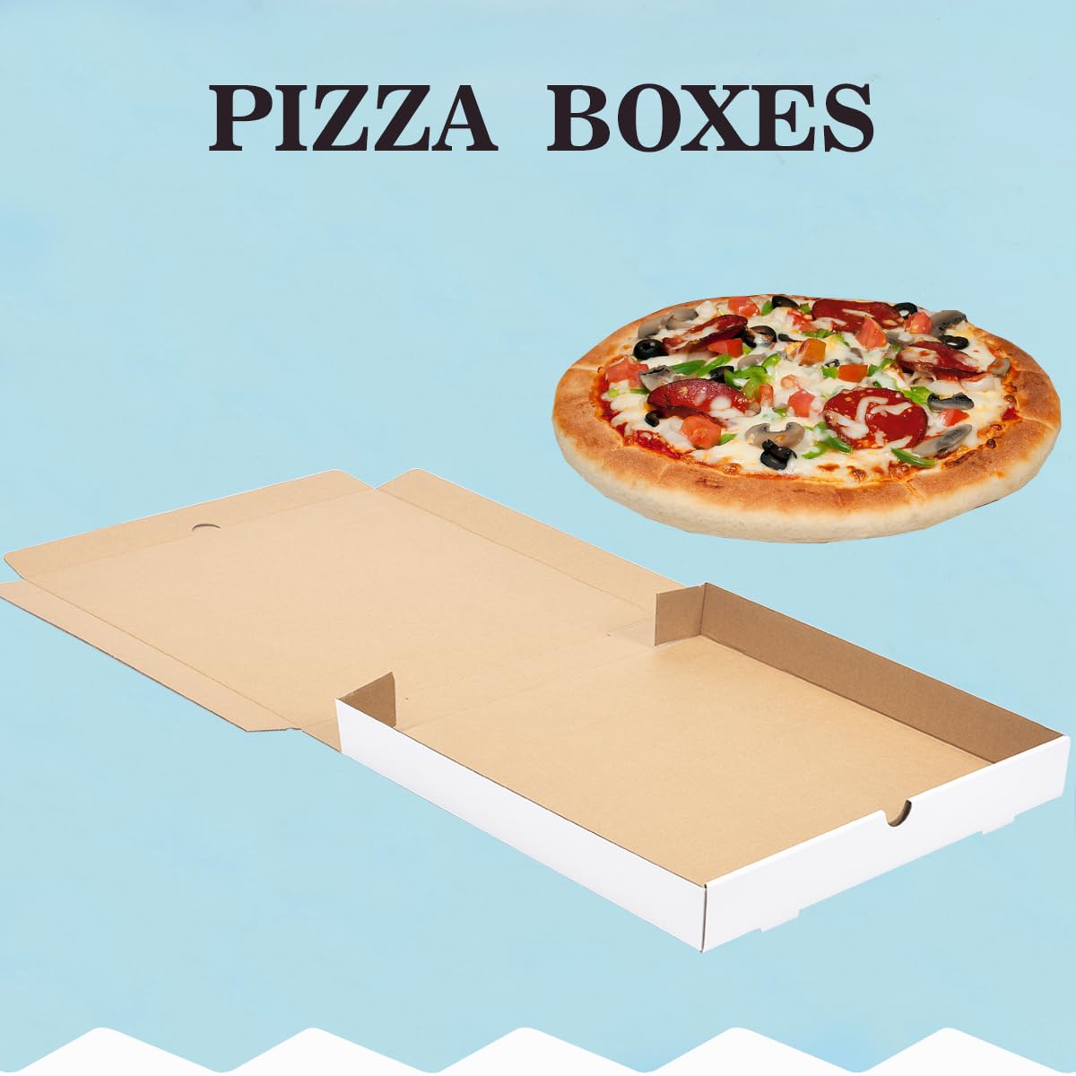 Huoshange White Corrugated Cardboard Pizza Boxes 14x14x2 Inch,10 Pack Large Pizza Box for Homemade Pizza,Food, Donut and Pies