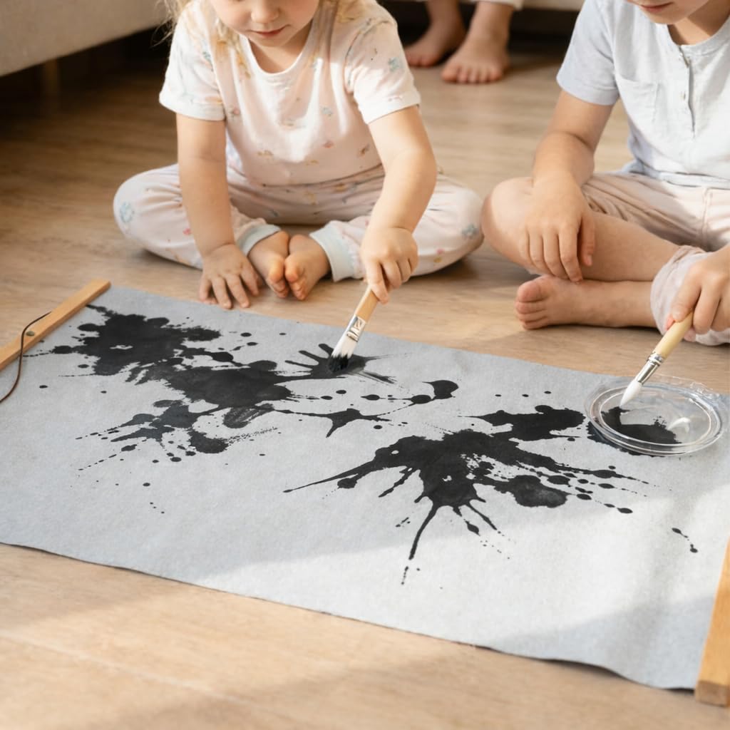 AIHSUMC Kids Magic Water Drawing Poster, Reusable Mess-Free Water Doodle Mat with Teak Wood Frame, 2 Large Water Painting Cloths Included, Educational Art Toy Gift for Toddlers Boys & Girls