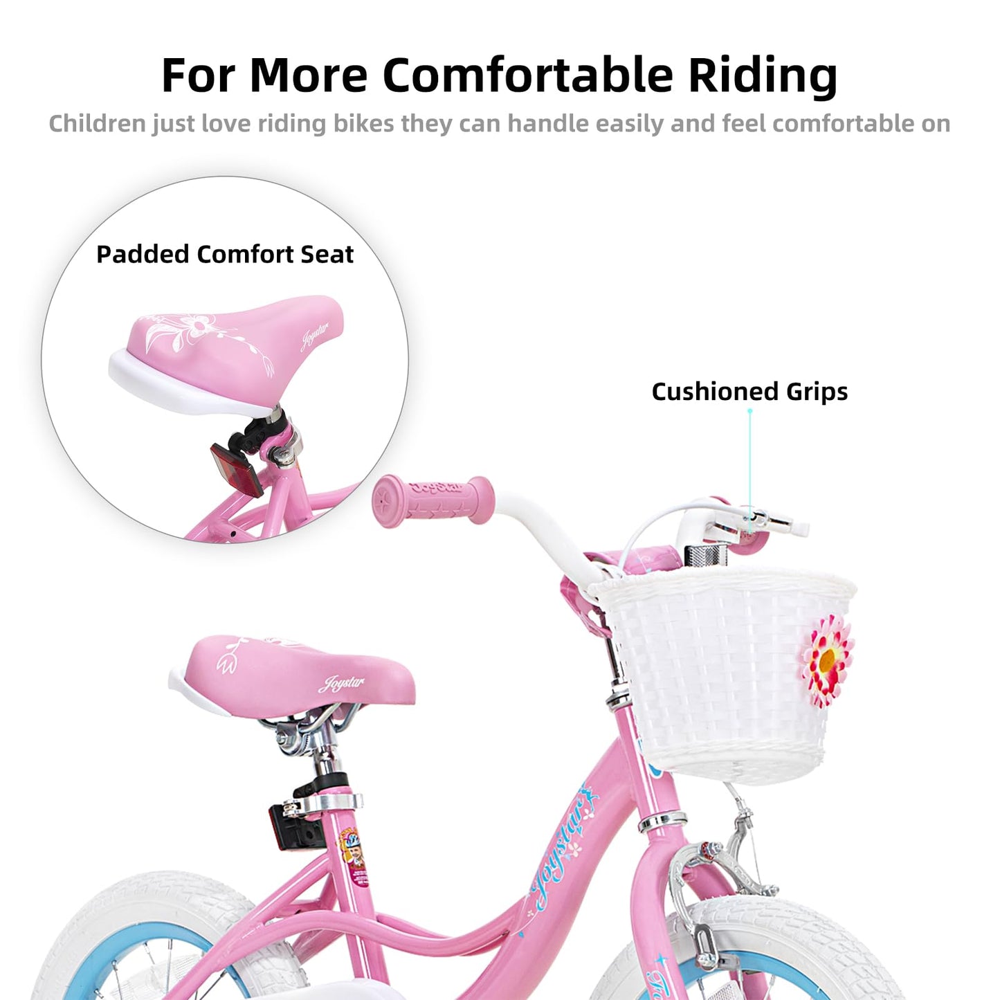 JOYSTAR 16 Inch Kids Bike for Ages 4 5 6 Years Girls, Toddler Bike with Training Wheels & Handbrake for 4-6 Years Old Child, Pink
