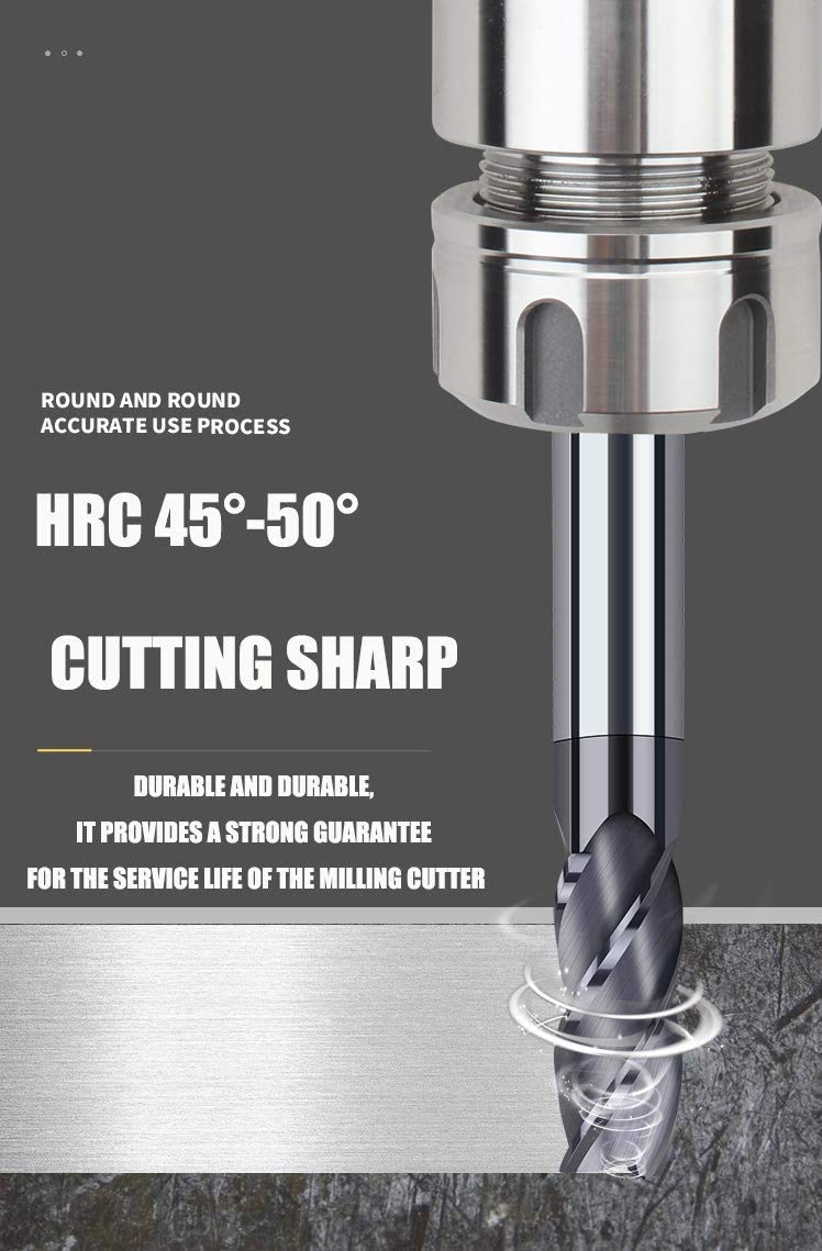 Home of quality tools 5PCS 1/2'' Carbide Square End Mill Bits Set, Milling Bits Cutter 1/2 Carbide End Mills for Alloy Steels/Hardened Steels, HRC 45 Deg Single End 4 Flute AlTiN Coating