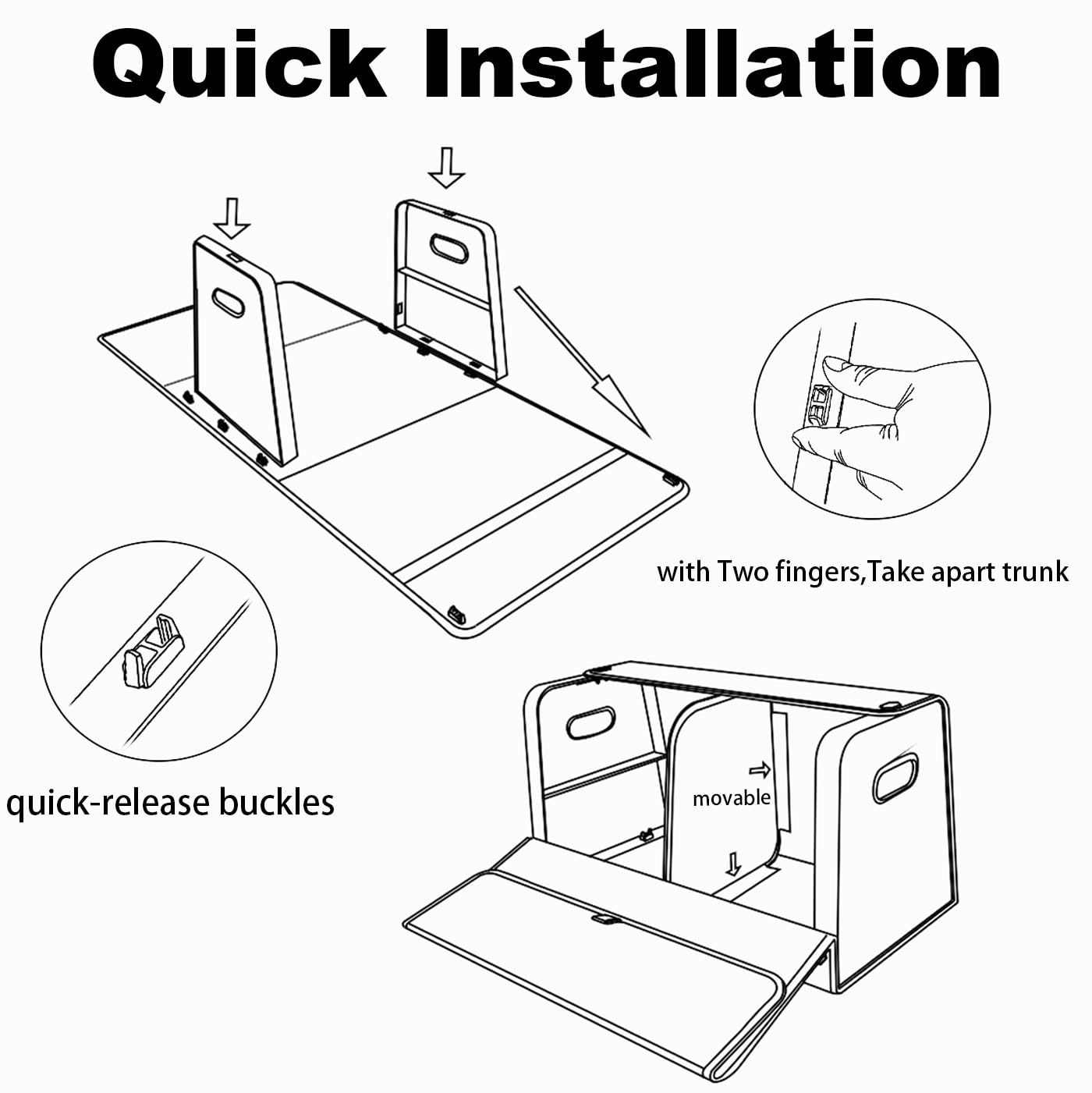 GMQ Trunk Organizers for Car,Car Organizers and Storage for SUV,Magnetic Lid with Collapsible Storage, Large Capacity for SUV, Truck, MPV (XXL-29.5×13×12.5 IN)