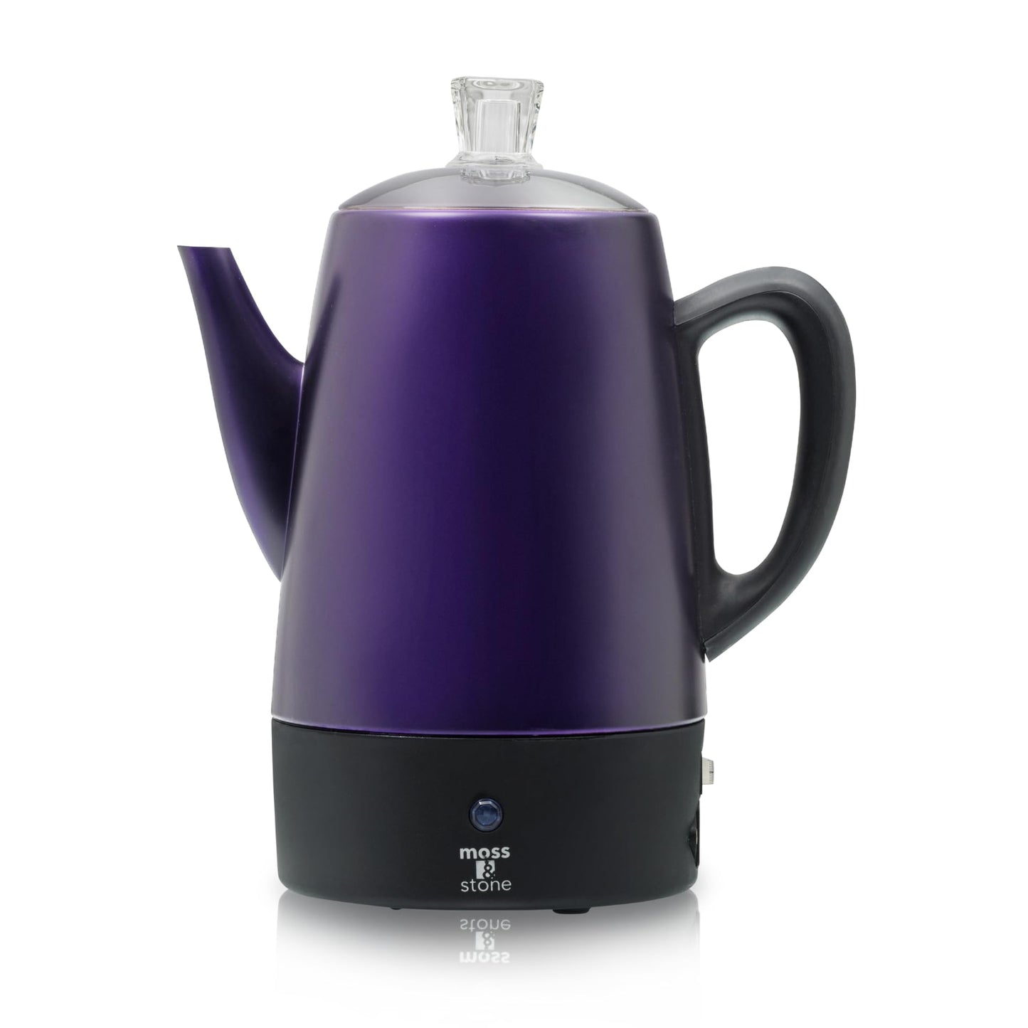 Moss & Stone 10 Cup Purpale Percolator Coffee Pot Electric, Stainless Steel Coffee Percolator Electric With Keep Warm Function, Classic Perculator Pot With Removable Basket for Home or Office