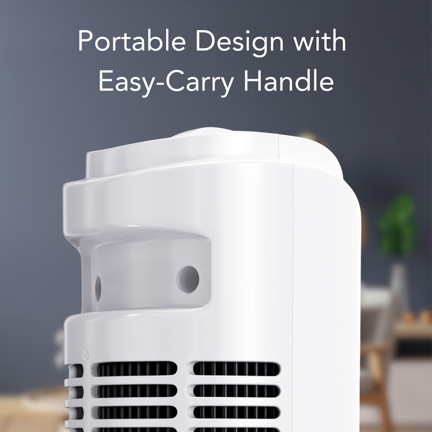 Comfort Zone 32-Inch Oscillating Tower Fan – Ultra-Slim Bladeless Design with 3 Speeds, 90° Wide Oscillation & Built-in Carry Handle – Quiet Portable Standing Fan for Bedroom, Home, or Office, White