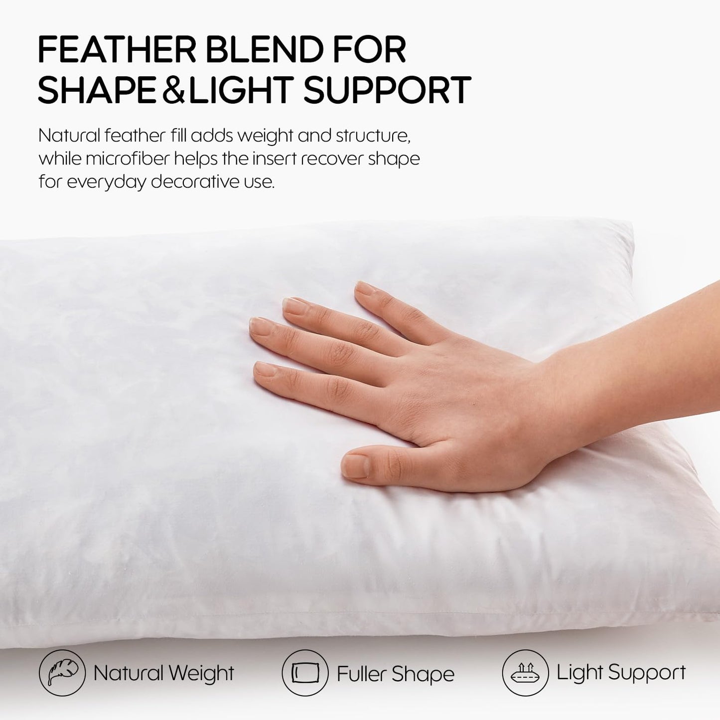 Swandream 12x24 Feather Lumbar Pillow Insert Set of 2, Decorative Throw Pillow Insert for Covers, Fuller Fit with Soft Support for Bed and Couch