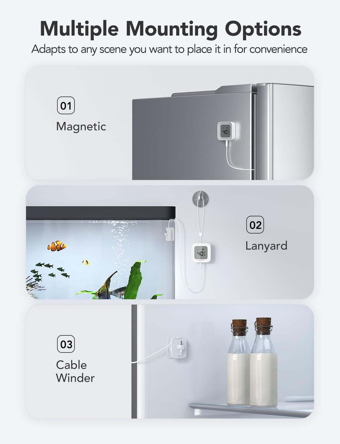 GoveeLife Freezer Thermometer Alarm 2 Pack, Smart Bluetooth Temperature Monitor Sensor for Refrigerator Hot Hub, 197 Ft Connecting Range APP Alert with Anti-False Freezer (WiFi Gateway Not Included)